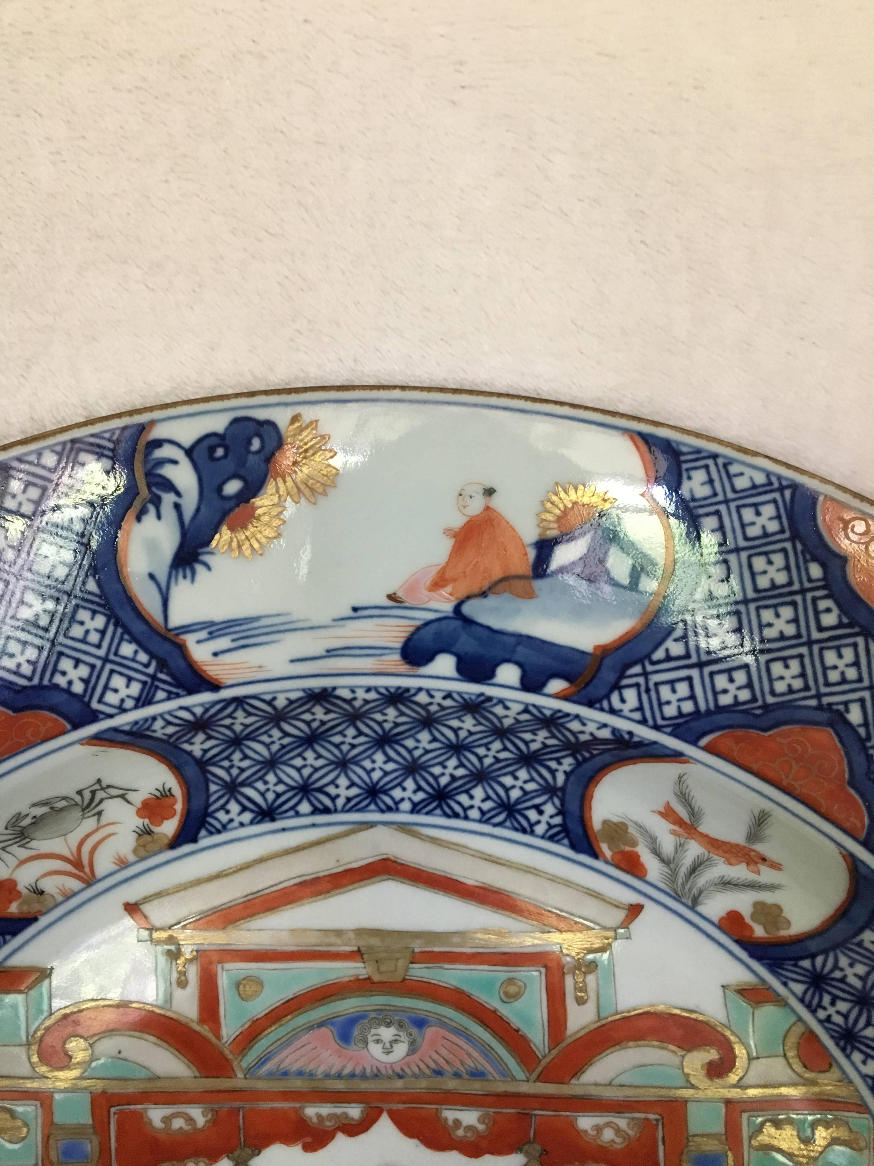 Großer chinesischer Export Famille Rose-Verte 'Provinces' Wappenteller mit Wappen (Chinesisch)