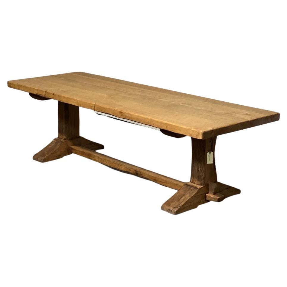 Larger French Bleached Oak Farmhouse Dining Table For Sale at 1stDibs