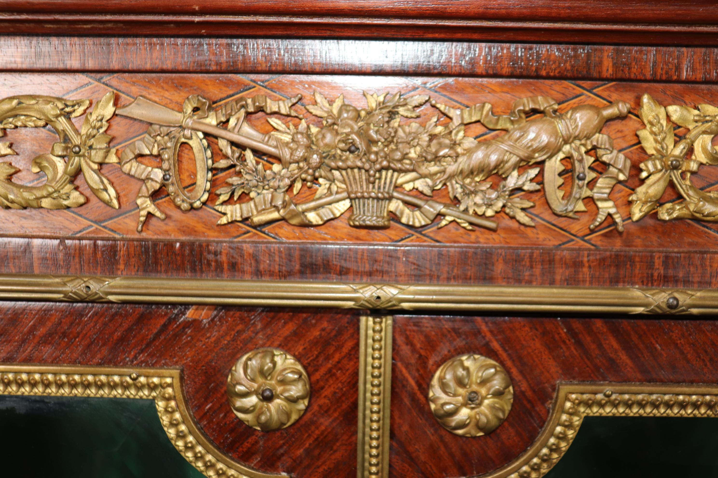 Bronze Superb Large French Louis XVI Style Vitrine Attributed to Francois Linke For Sale