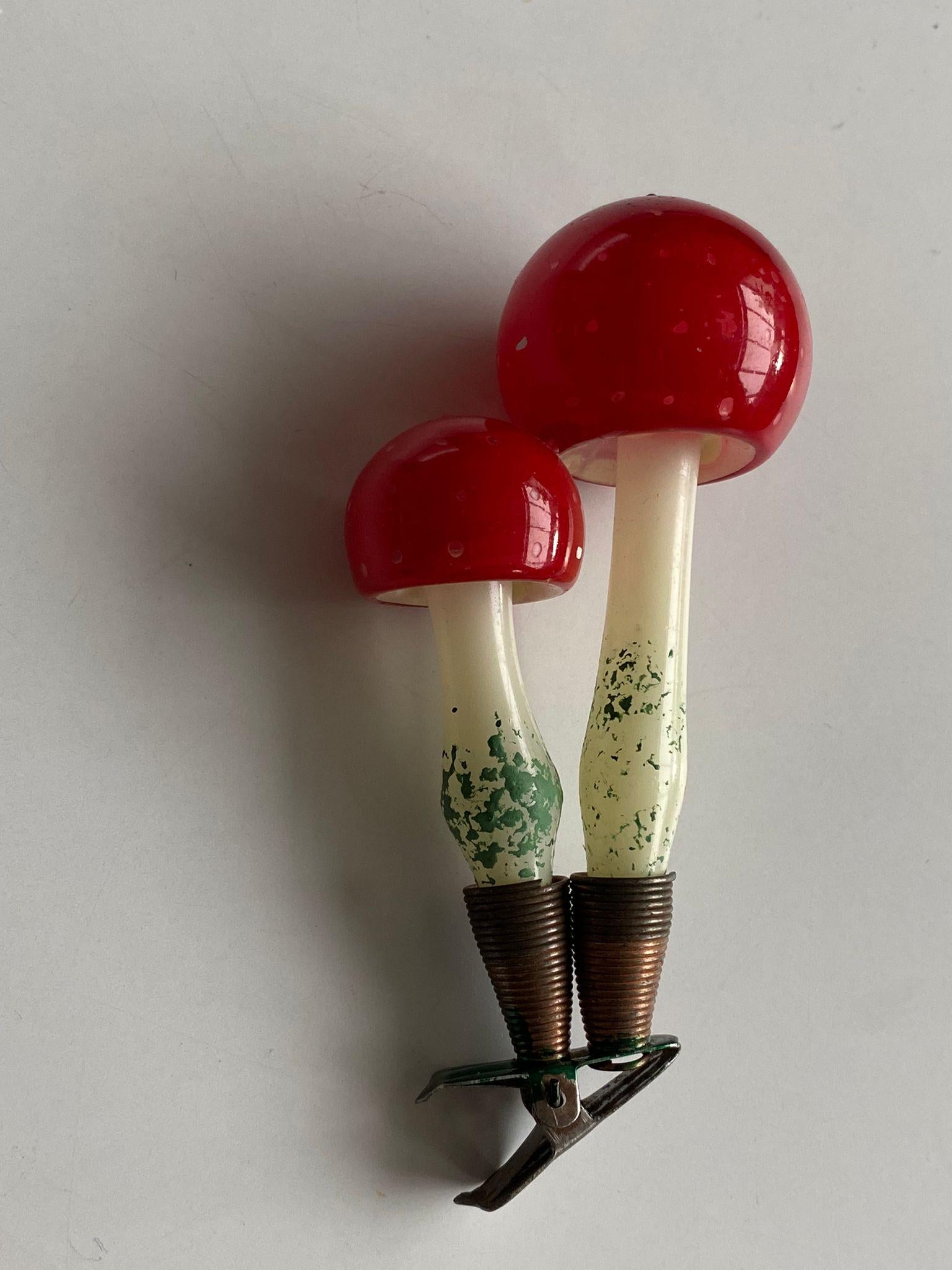 clip on glass mushroom ornaments