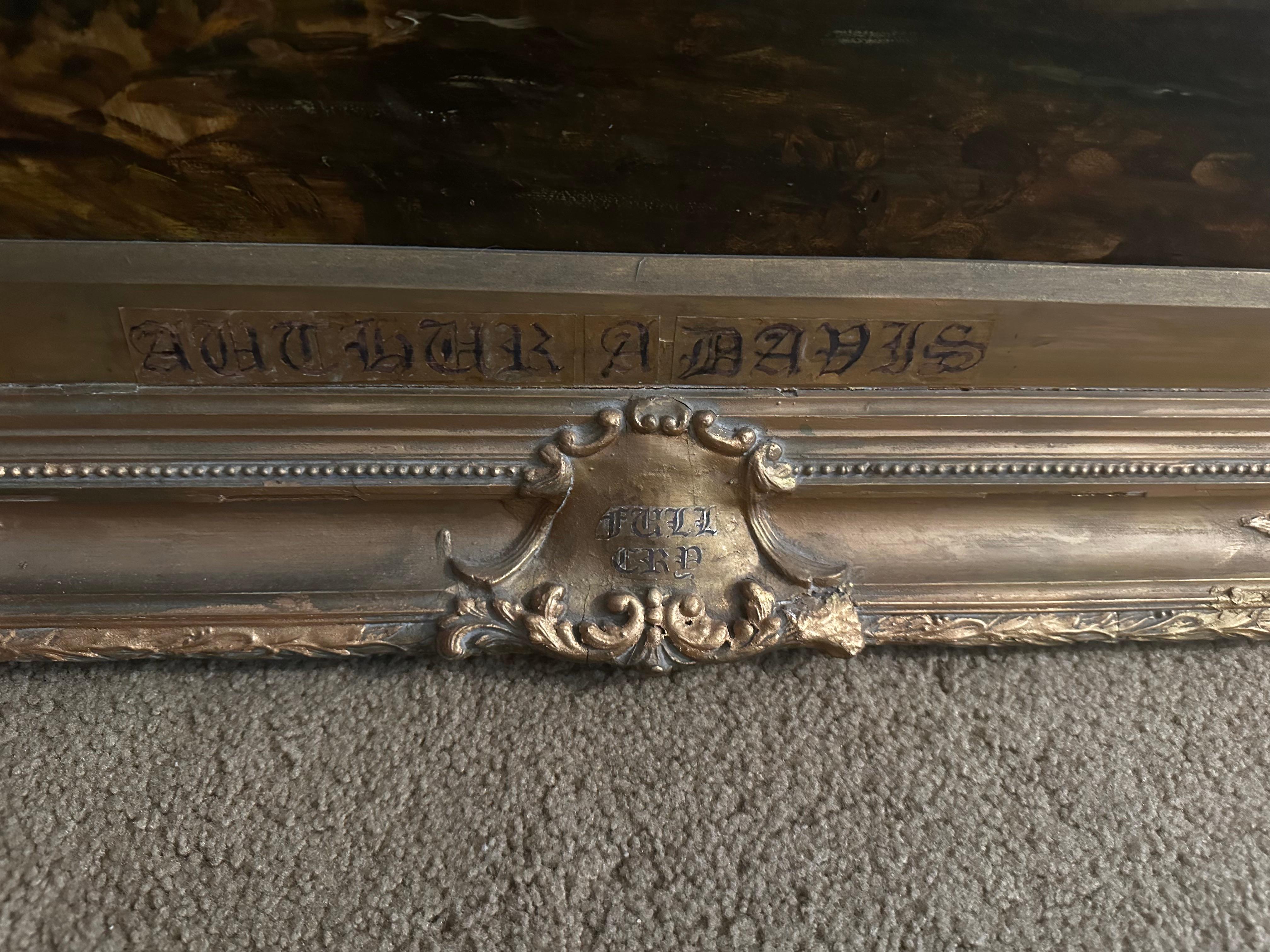 Superbe grande scène de chasse avec chiens d'Arthur Alfred Davis en vente 2