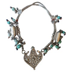 Superbe collier tribal indien en argent Gujarat vintage bijoux tribaux asiatiques