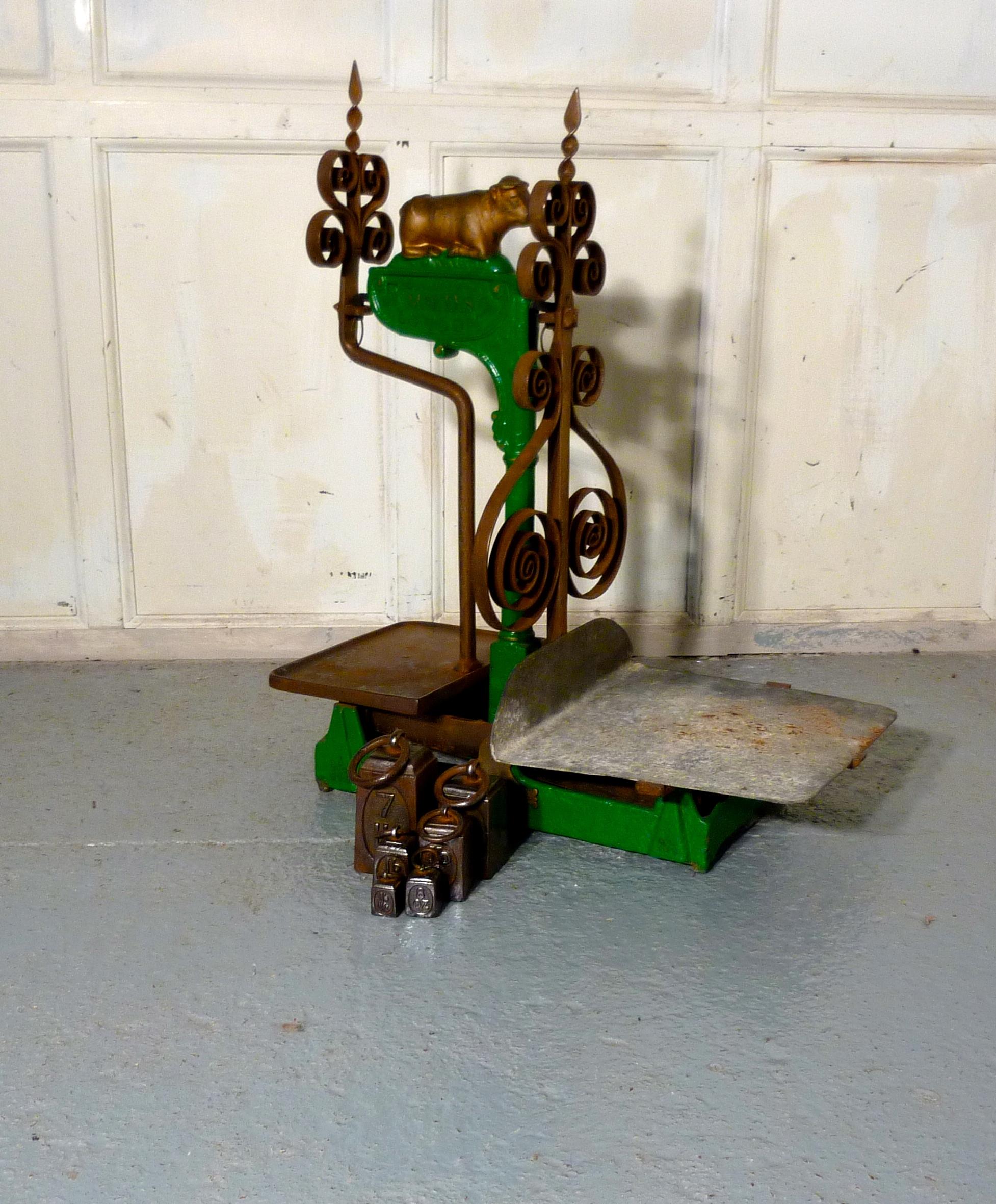 Superb Large Painted Iron Balance Scales by  Holliday & Co London 1907    In Good Condition For Sale In Chillerton, Isle of Wight