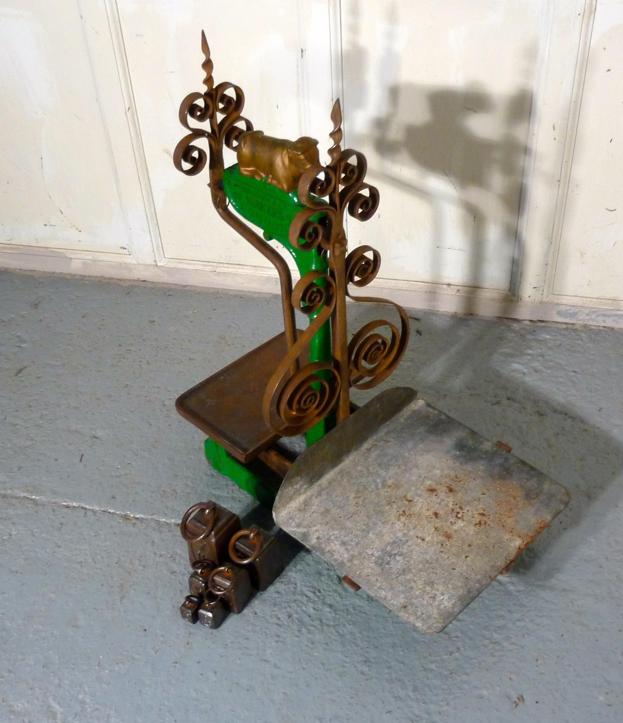 Early 20th Century Superb Large Painted Iron Balance Scales by  Holliday & Co London 1907    For Sale