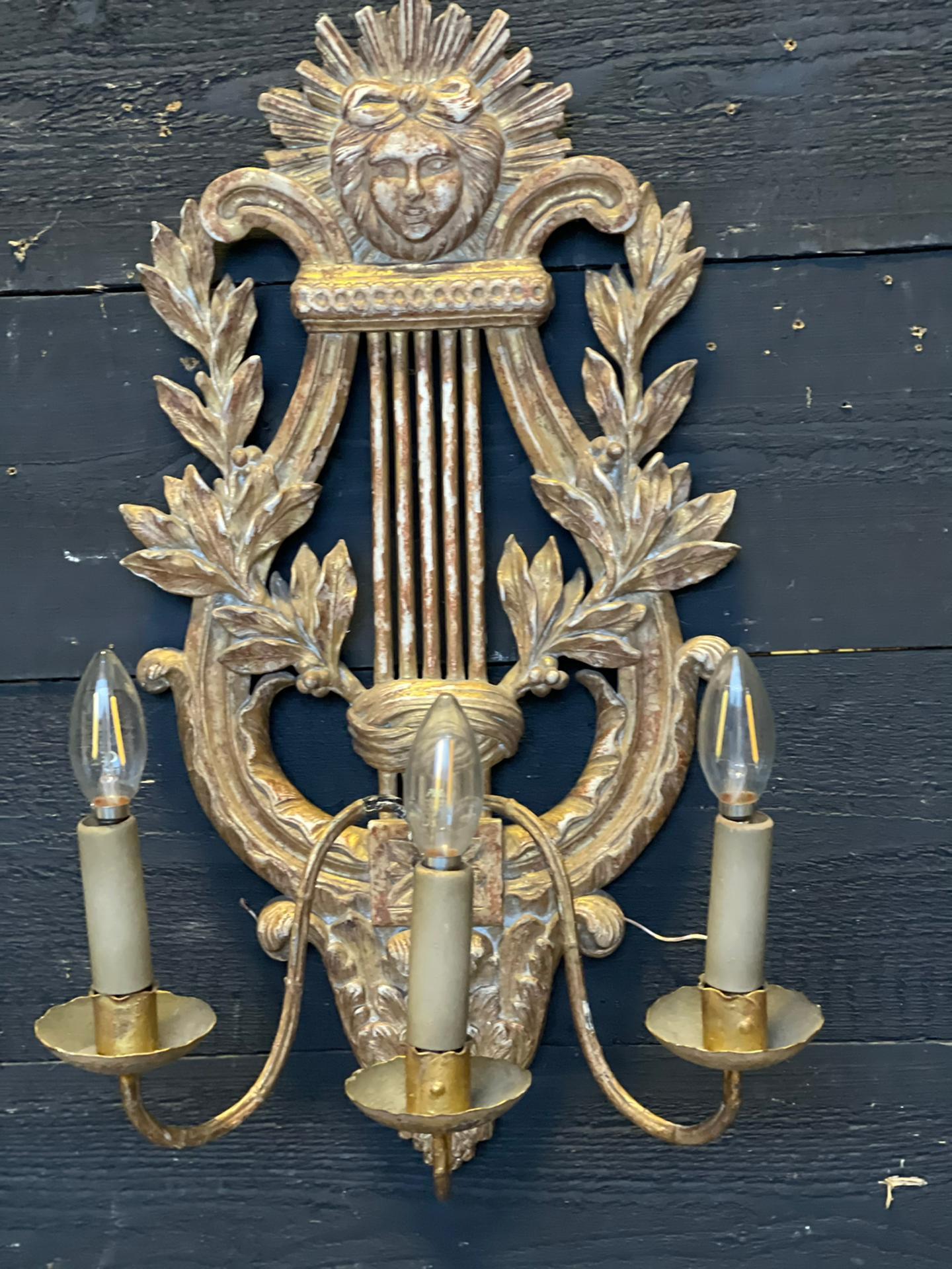 Superb Large Pair of French Gilded Wall Lights For Sale 5