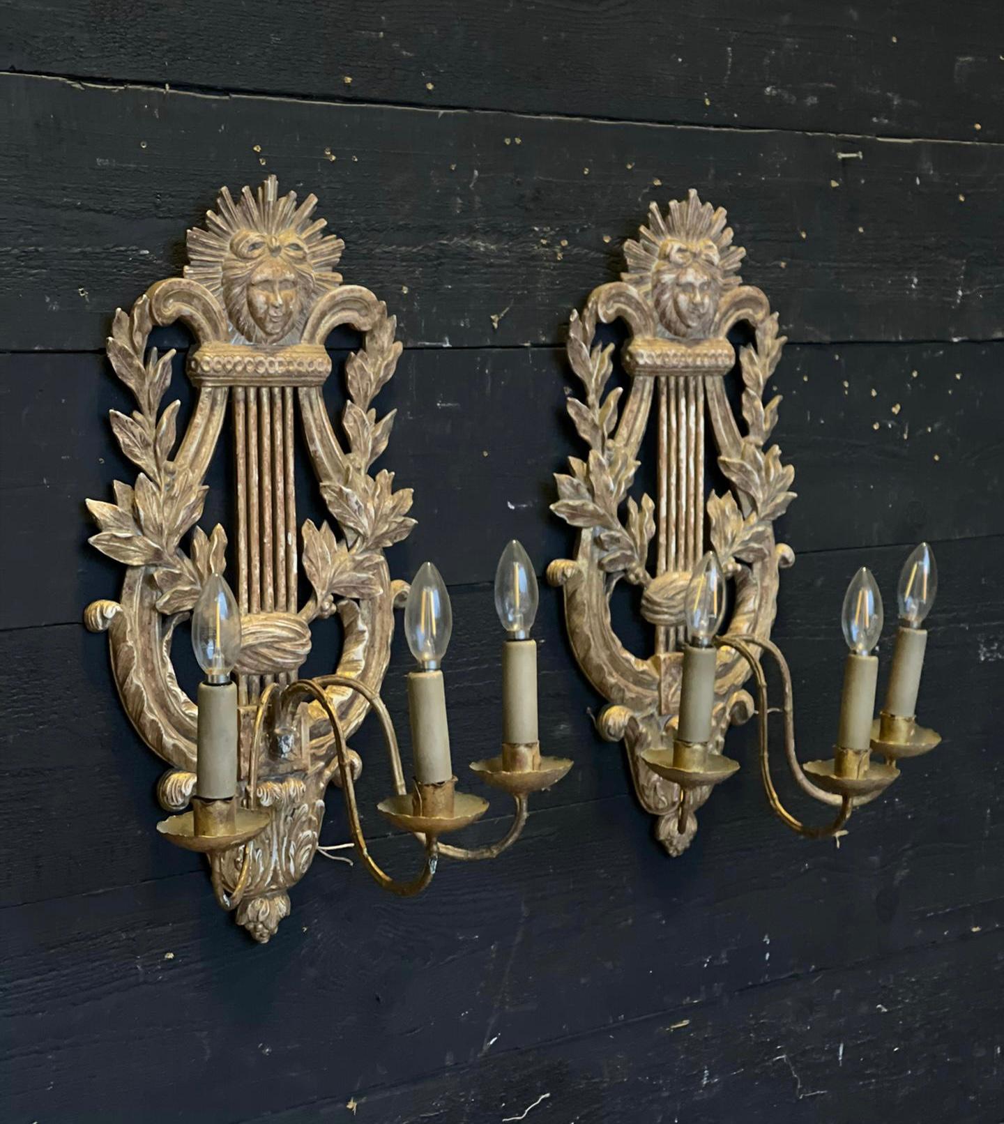 Superb Large Pair of French Gilded Wall Lights For Sale 6