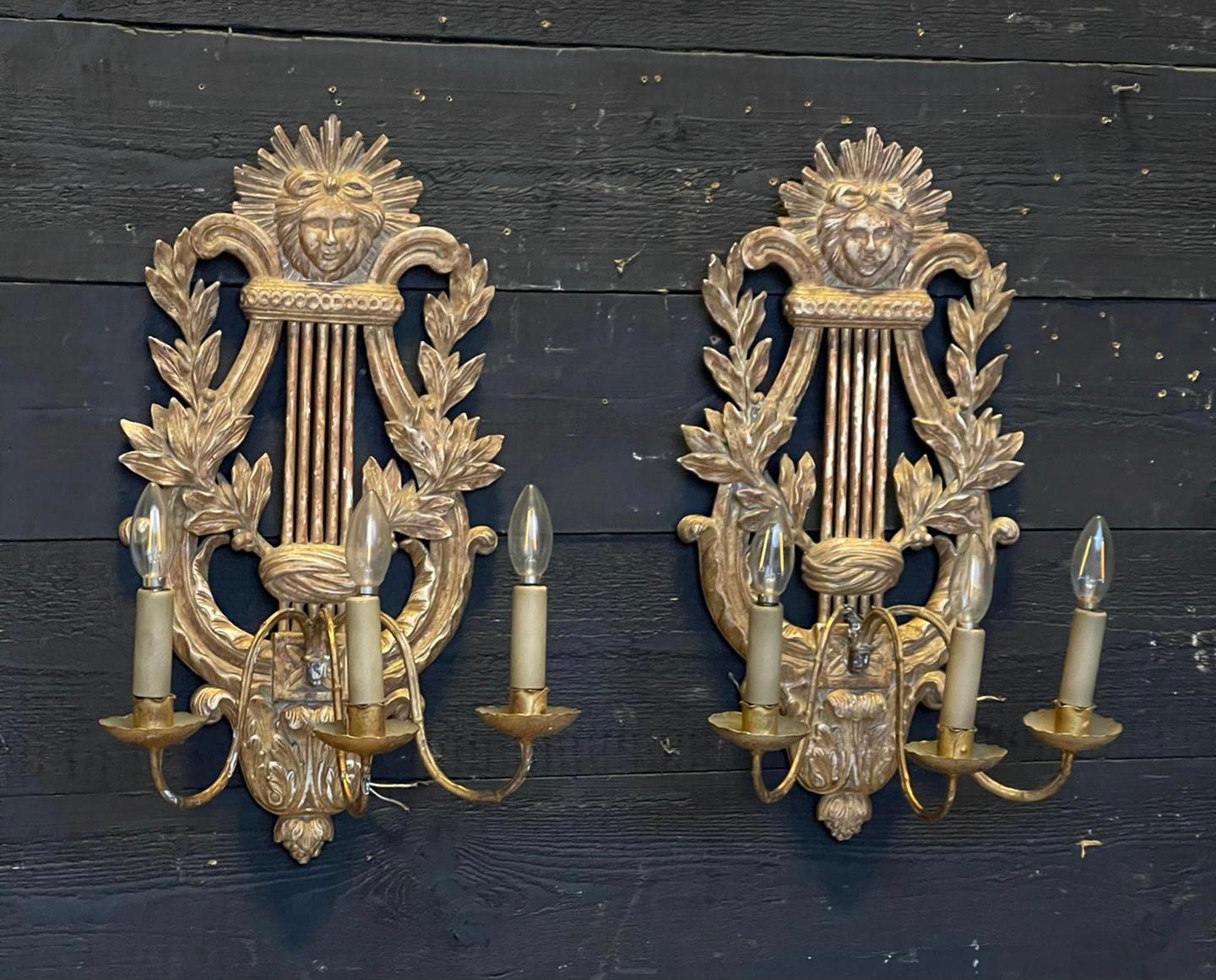 Superb Large Pair of French Gilded Wall Lights For Sale 14