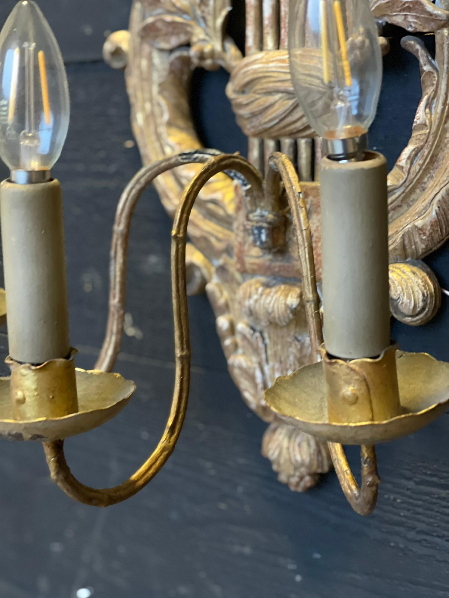 Giltwood Superb Large Pair of French Gilded Wall Lights For Sale