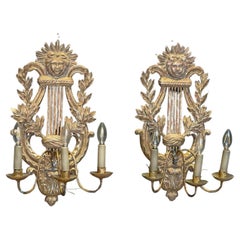 Antique Superb Large Pair of French Gilded Wall Lights