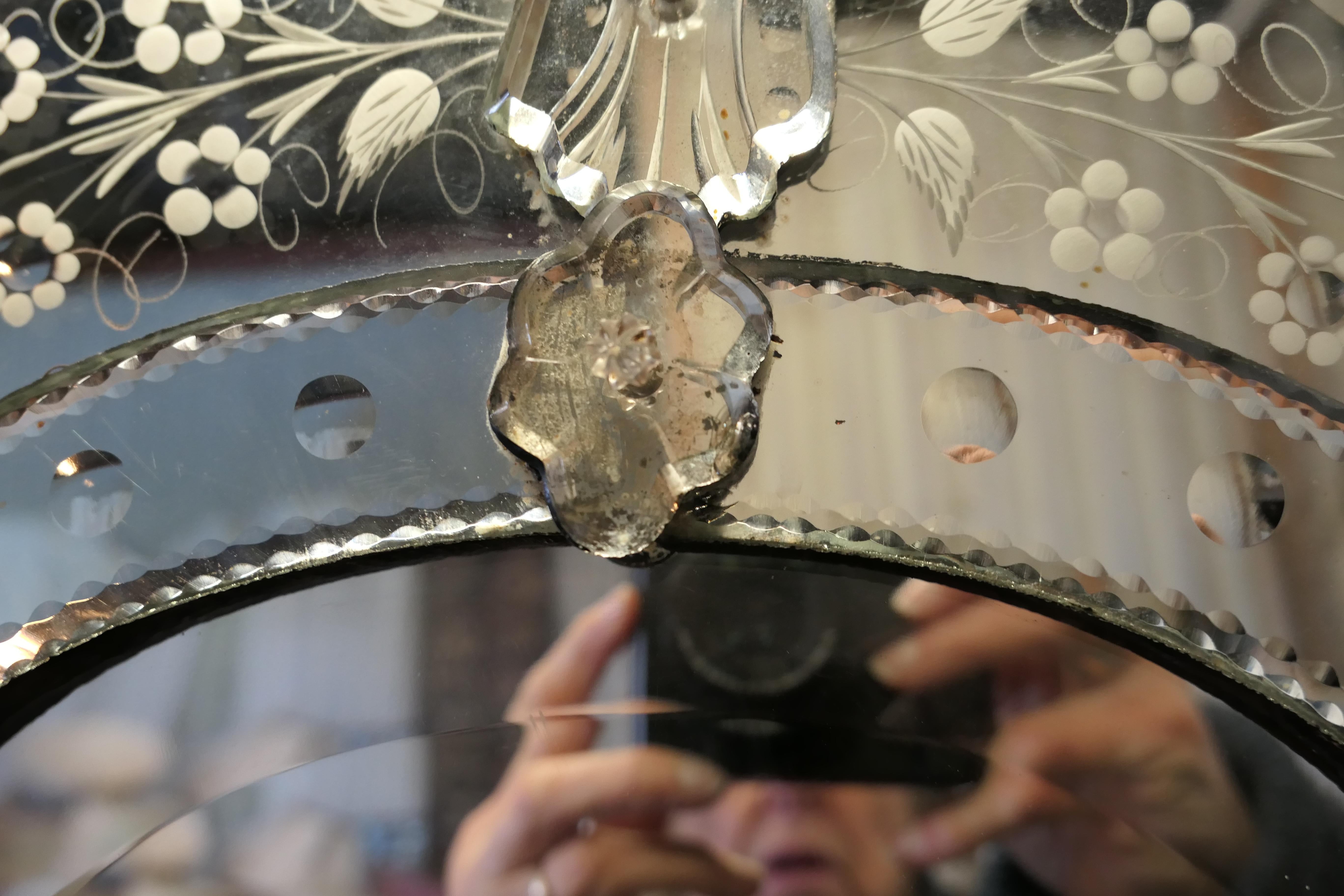 Superb Large Venetian Cushion Mirror For Sale 5