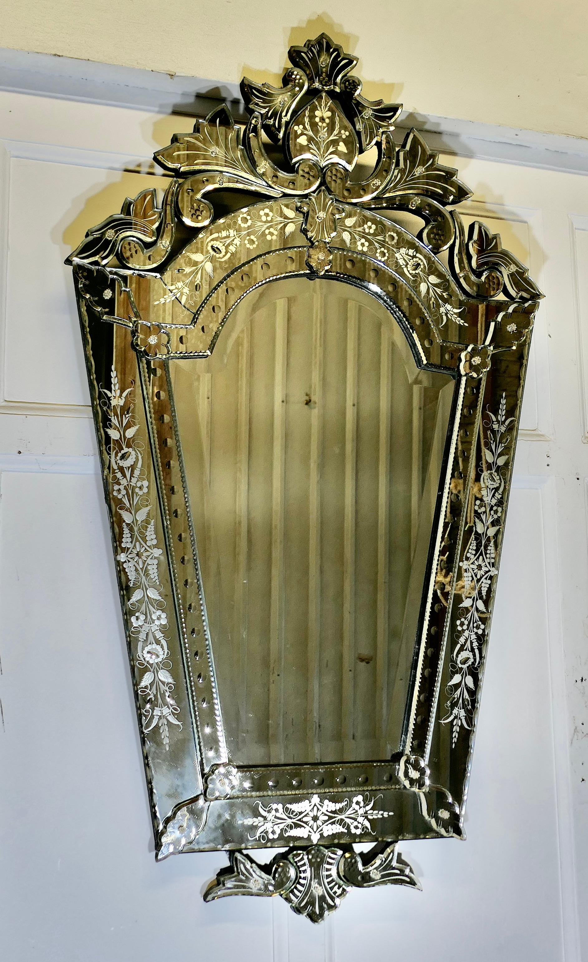 Art Deco Superb Large Venetian Cushion Mirror For Sale