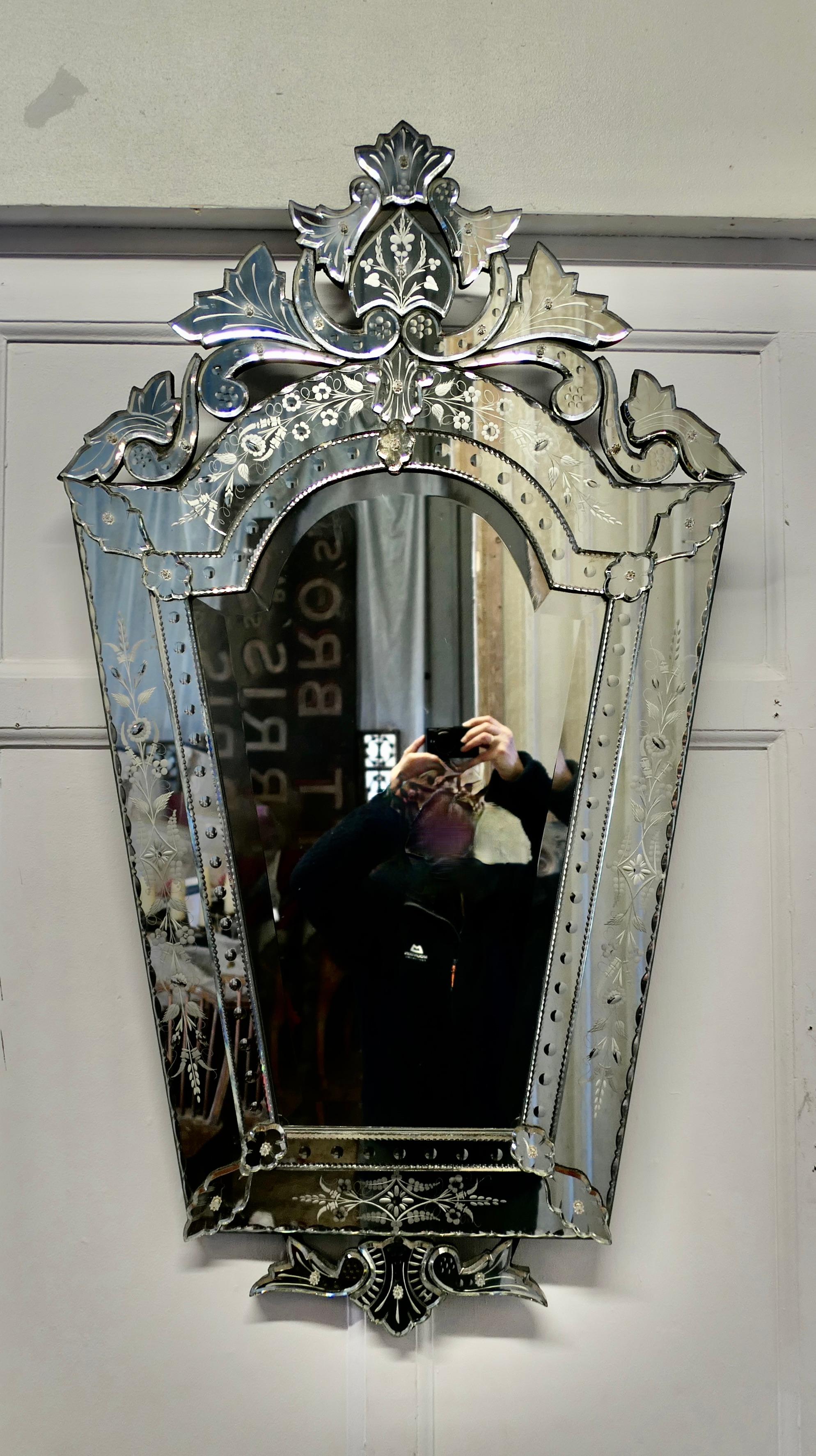 Mid-20th Century Superb Large Venetian Cushion Mirror For Sale