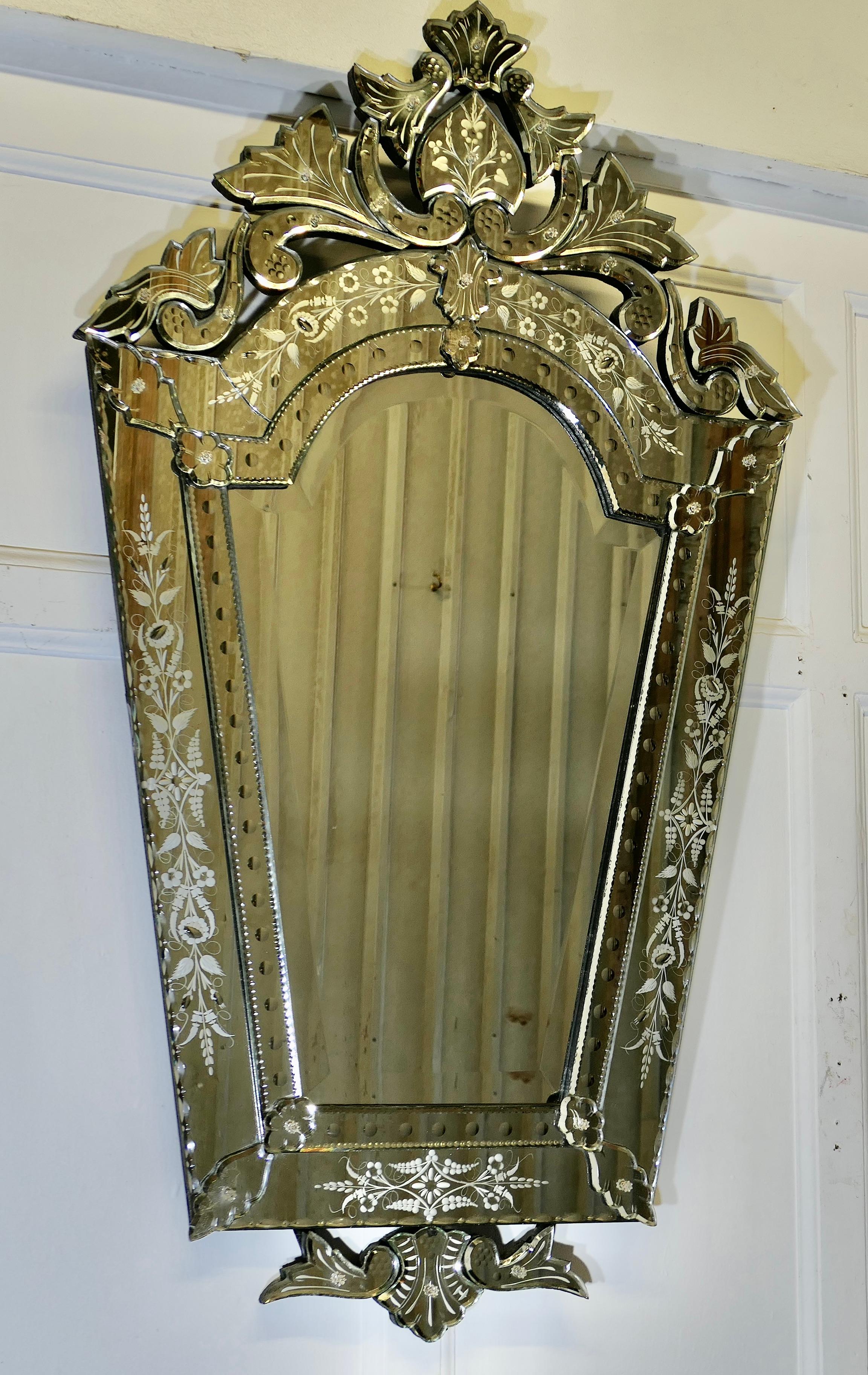 Superb Large Venetian Cushion Mirror For Sale 1