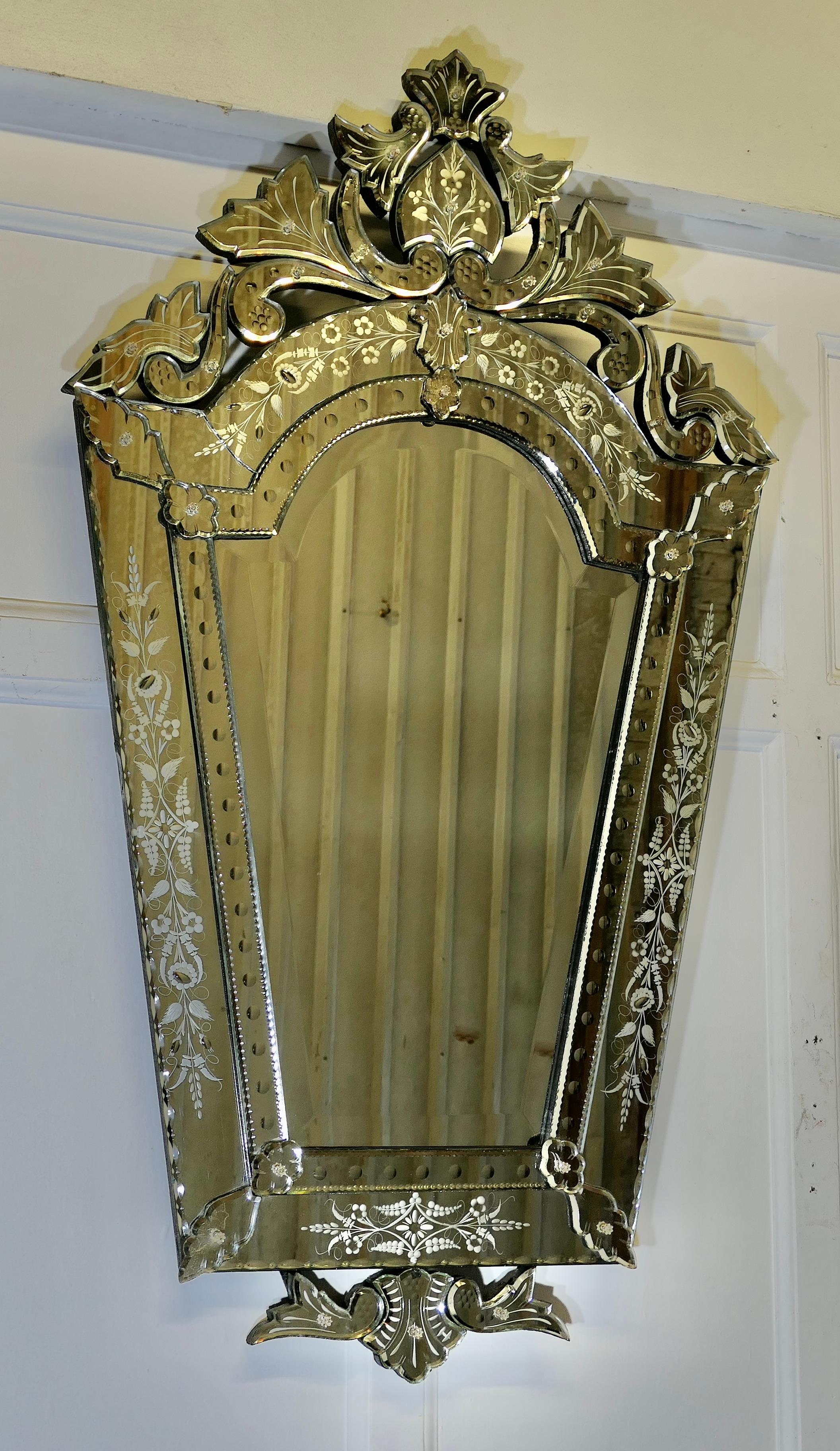 Superb Large Venetian Cushion Mirror For Sale 2