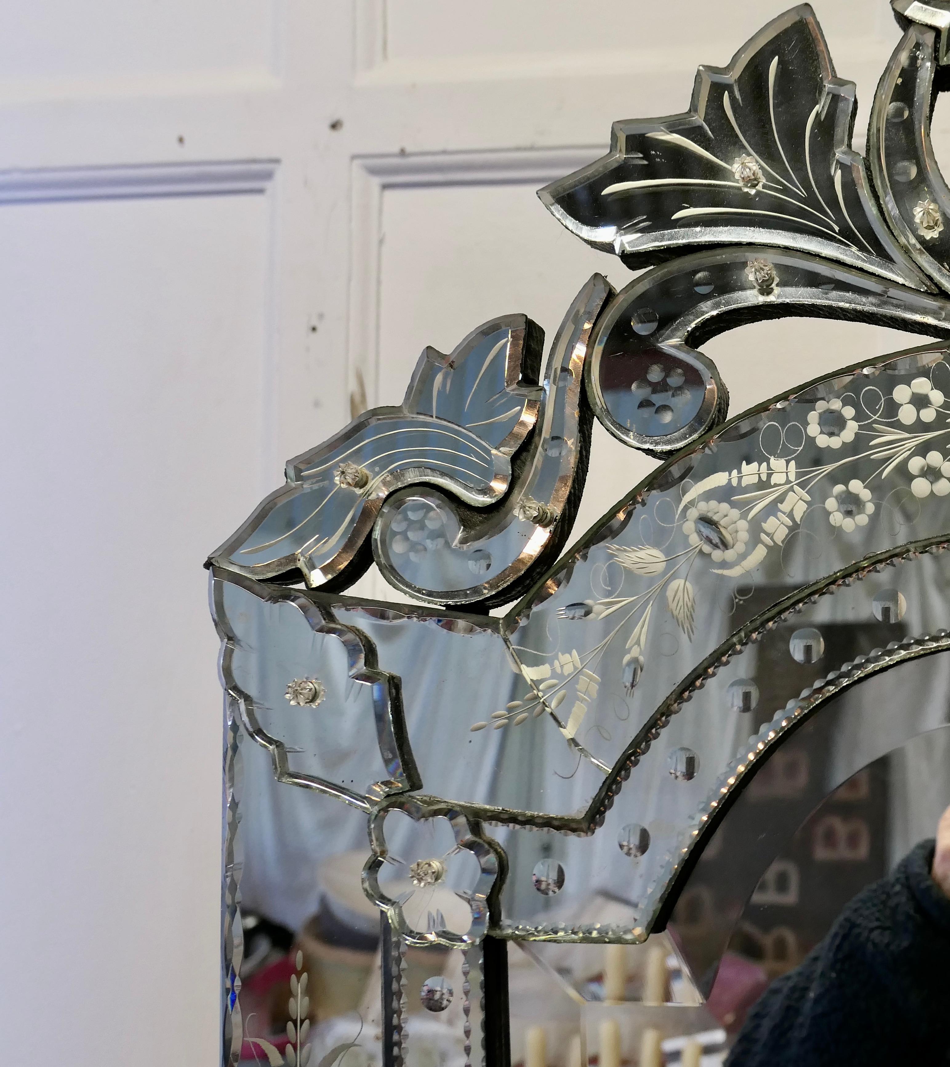 Superb Large Venetian Cushion Mirror For Sale 4