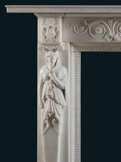 Superb Late 18th, Early 19th Century Statuary Marble Chimneypiece in High Relief