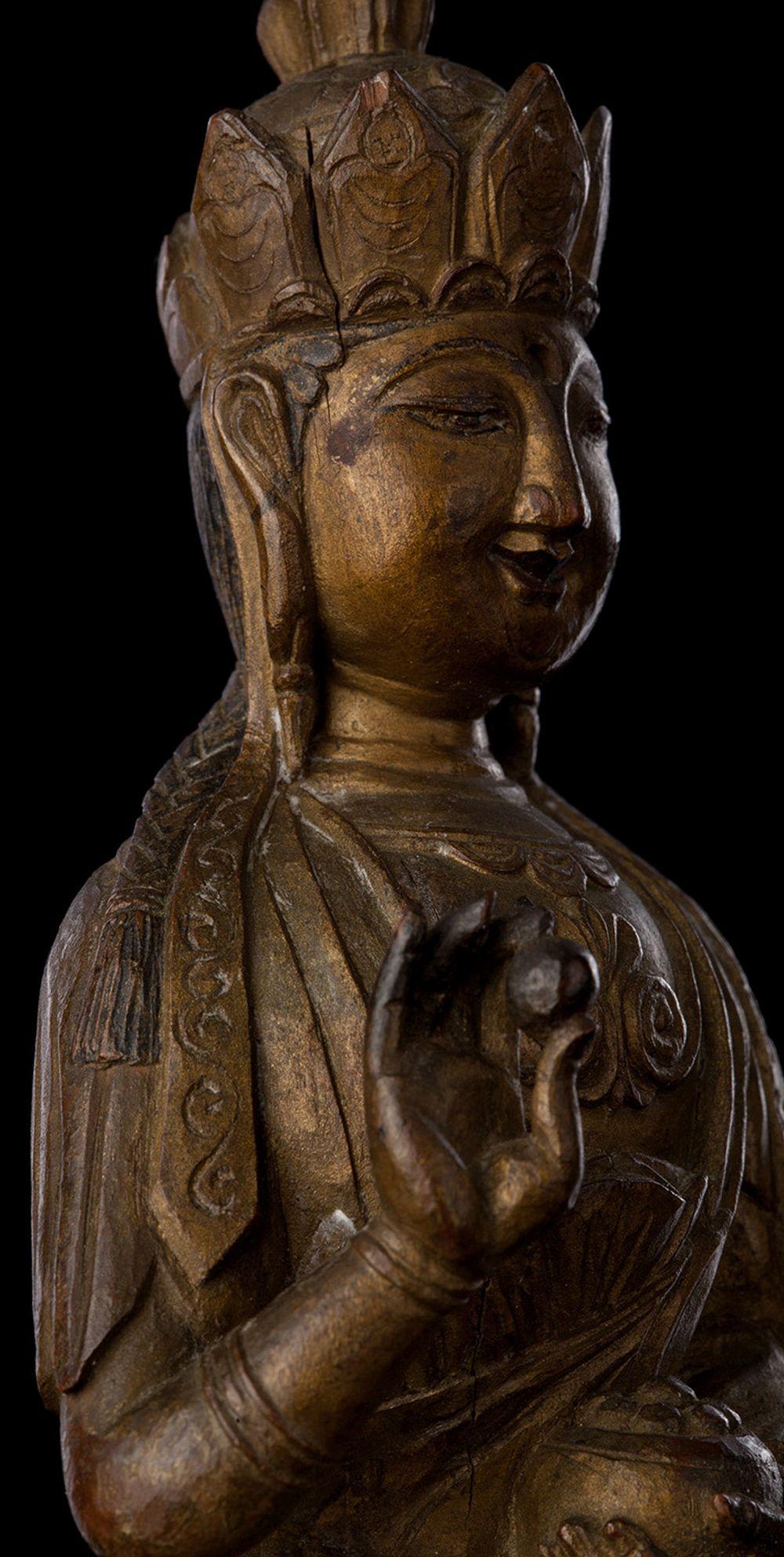Superb Late 18thC Chinese Wood Buddha, 8682 For Sale 5