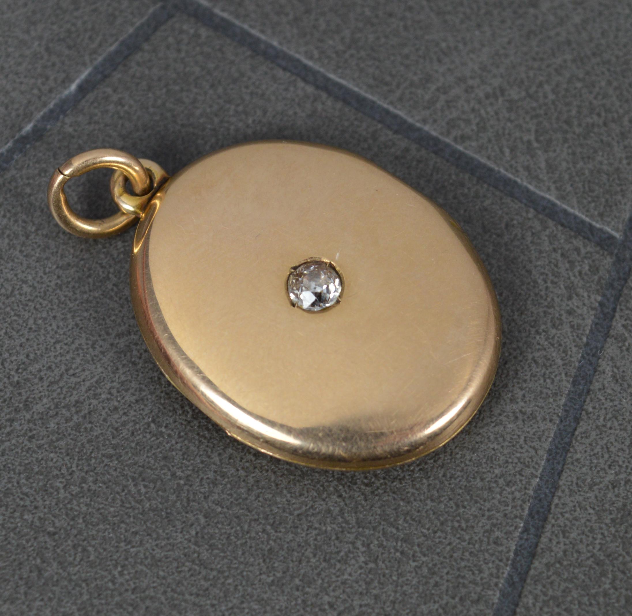Superb Late Victorian 9 Carat Gold and Old Cut Diamond Locket Pendant 4