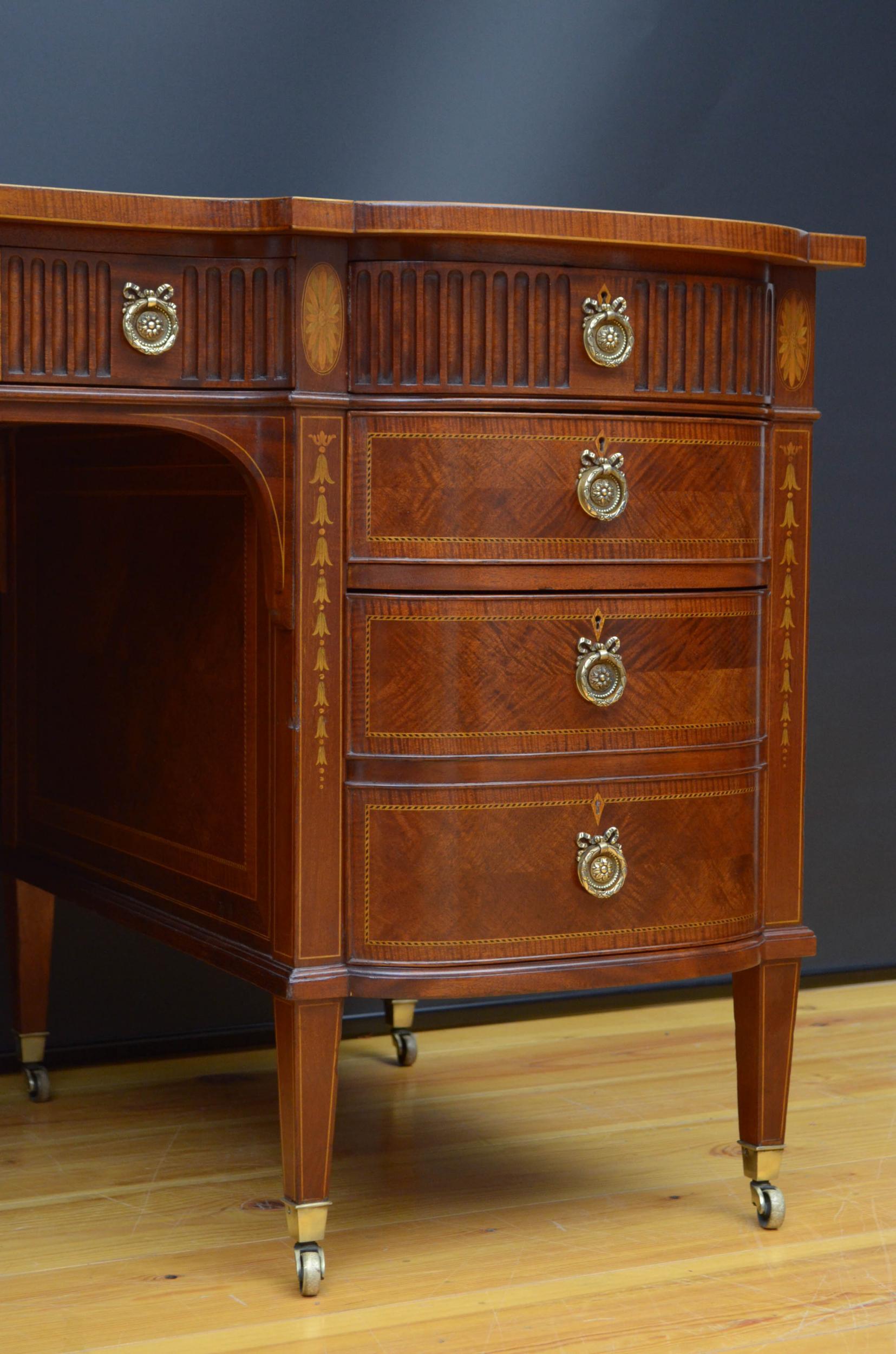 Superb Late Victorian Adams Style Mahogany Desk For Sale 9