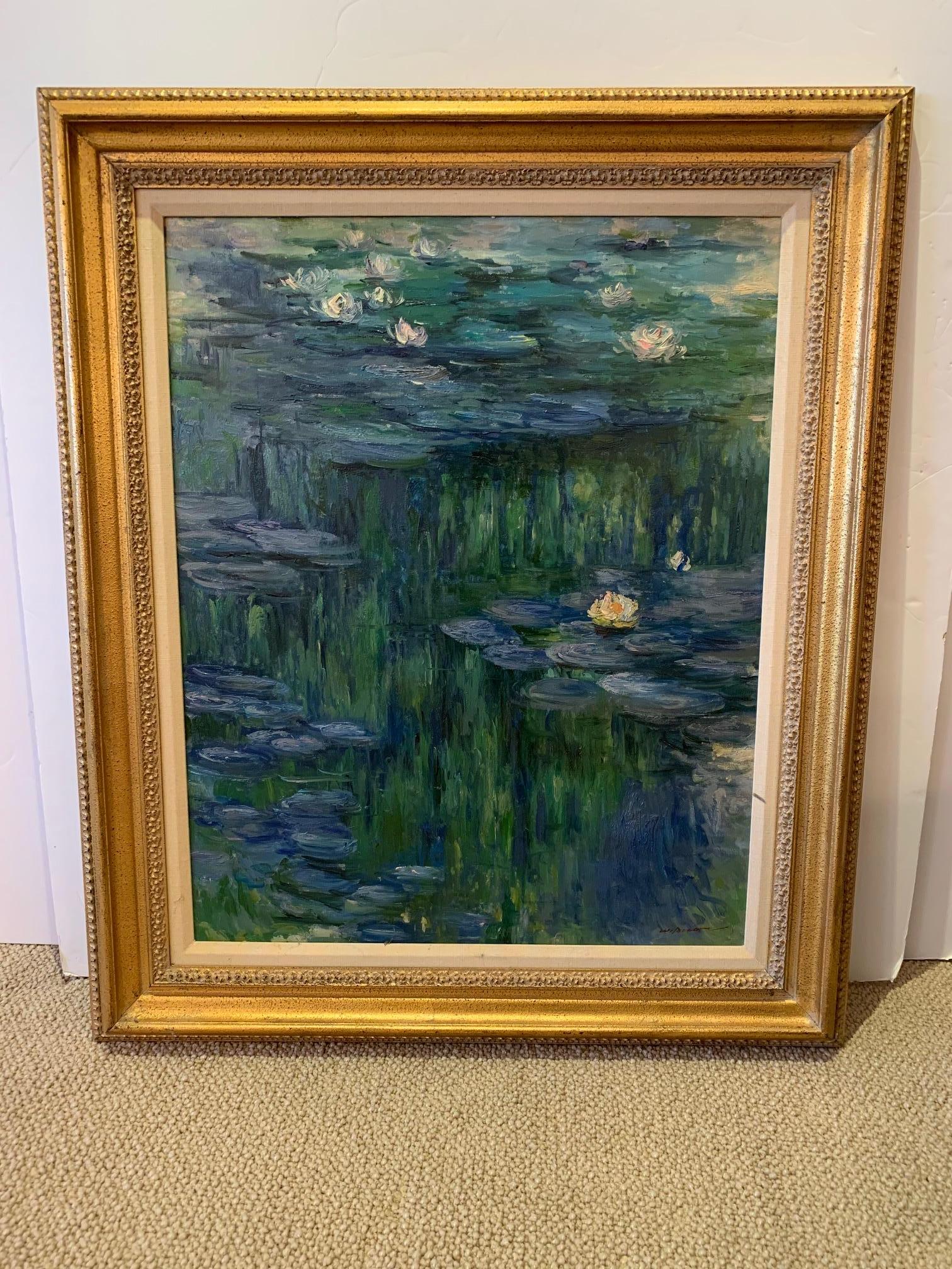 Superb Lily Pond Landscape Painting in the Style of Monet 3