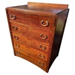 ANTIQUE SIGHNED Charles LIMBERT 5 drawer chest of drawers Stickley era W7495