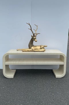 Superb Linen Wrapped Console Table in the Style of Karl Springer