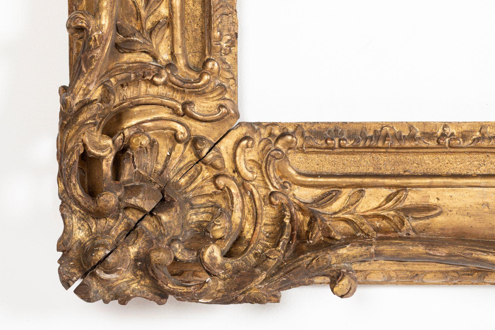 Superb Louis XV Period, Carved Giltwood Frame or Mirror France, Mid-18th Century For Sale 2