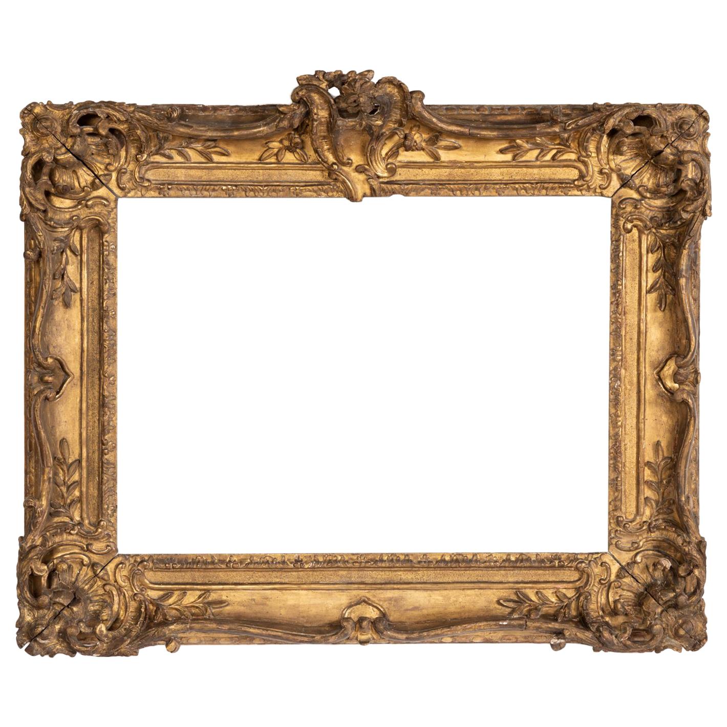 Superb Louis XV Period, Carved Giltwood Frame or Mirror France, Mid-18th Century For Sale