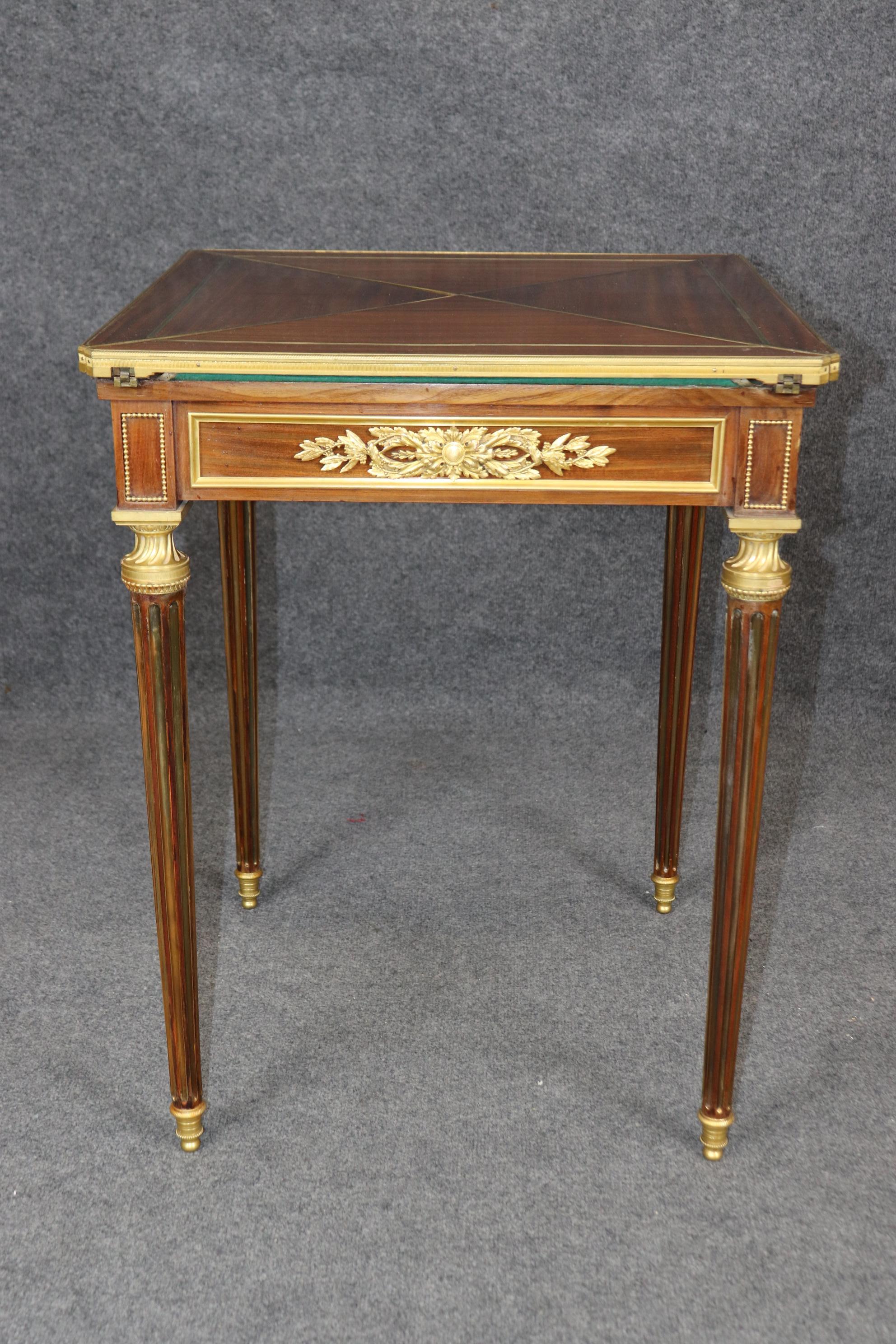 Superb Louis XVI Paul Sormani Signed Mahogany and Brass Ormolu Games Card Table 6