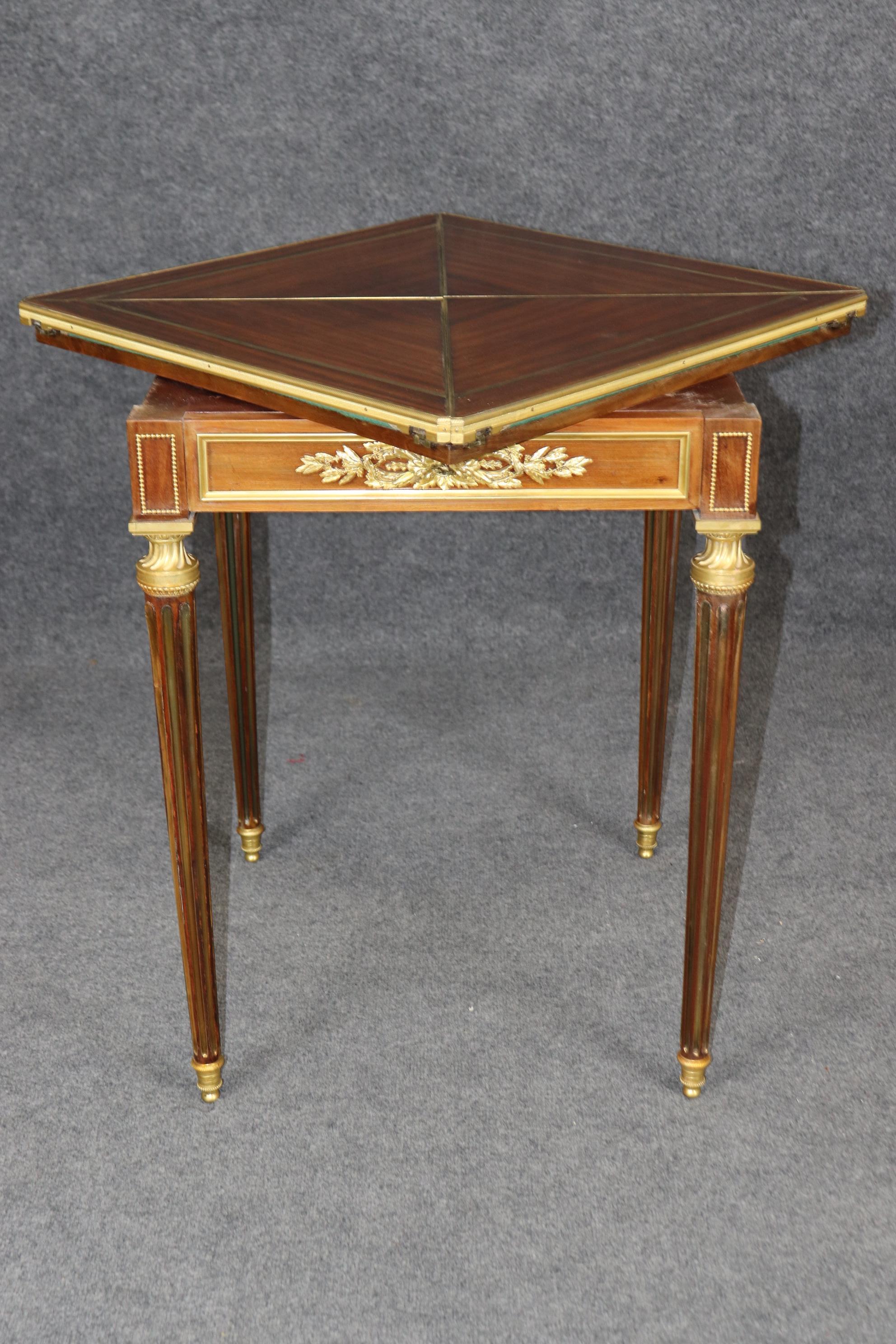 French Superb Louis XVI Paul Sormani Signed Mahogany and Brass Ormolu Games Card Table