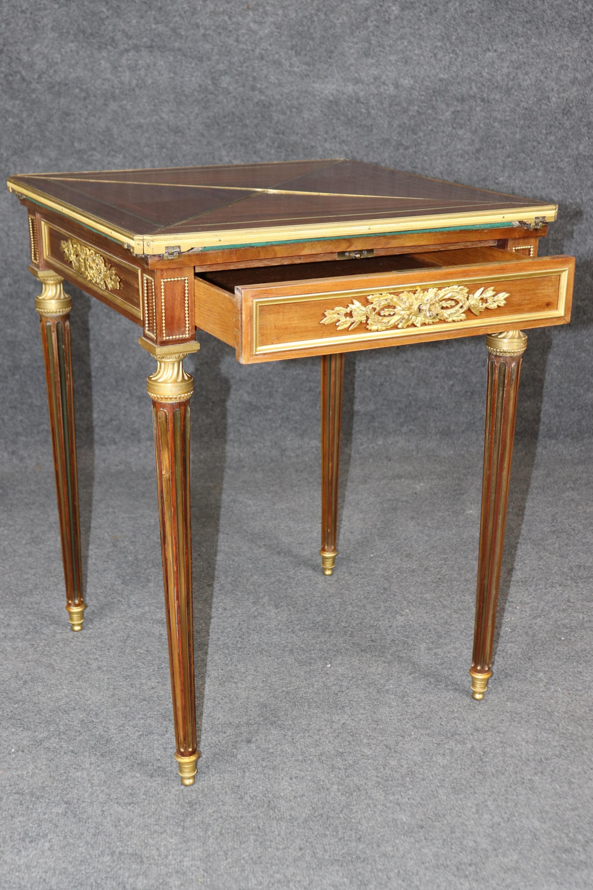 Early 20th Century Superb Louis XVI Paul Sormani Signed Mahogany and Brass Ormolu Games Card Table