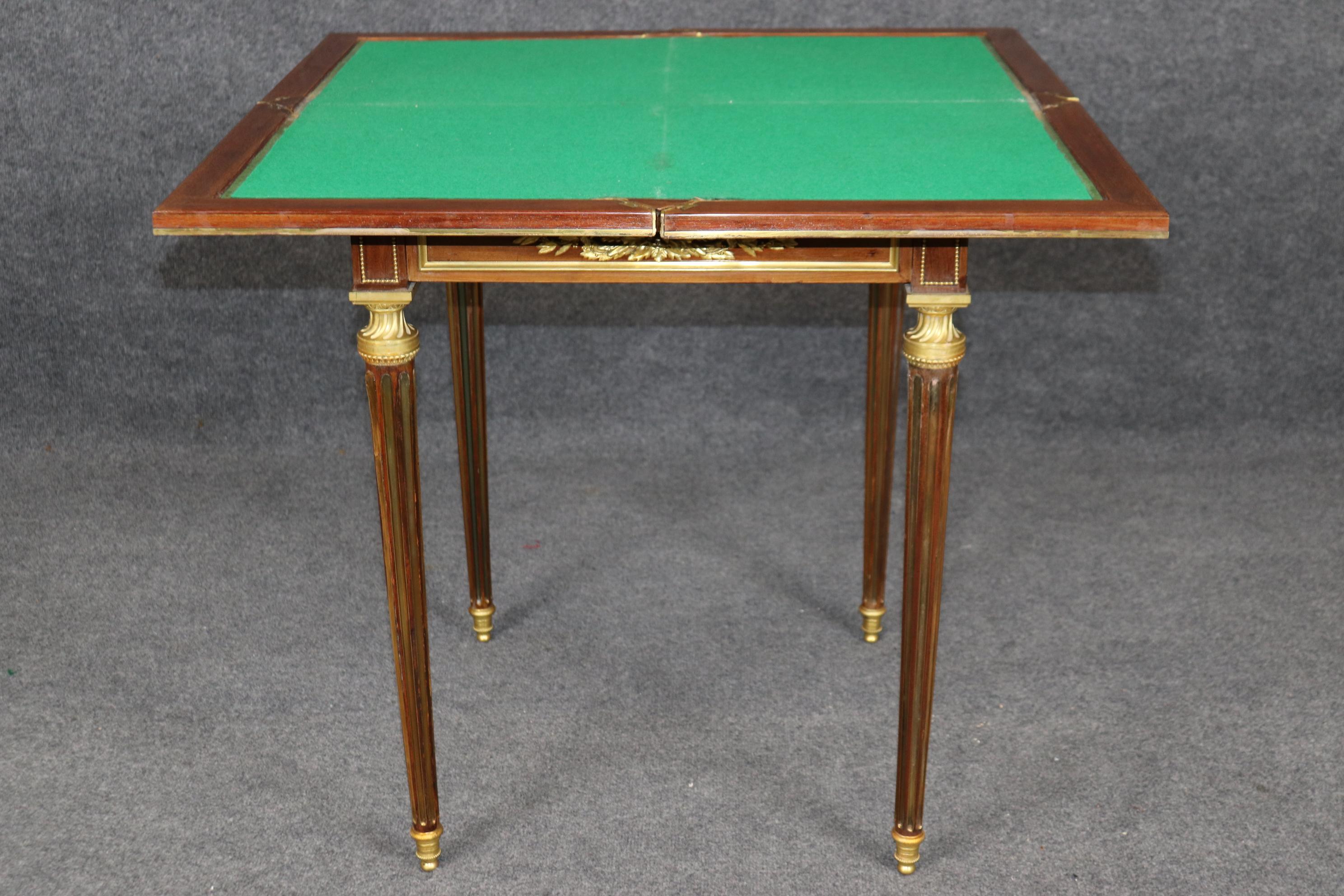 Superb Louis XVI Paul Sormani Signed Mahogany and Brass Ormolu Games Card Table 3
