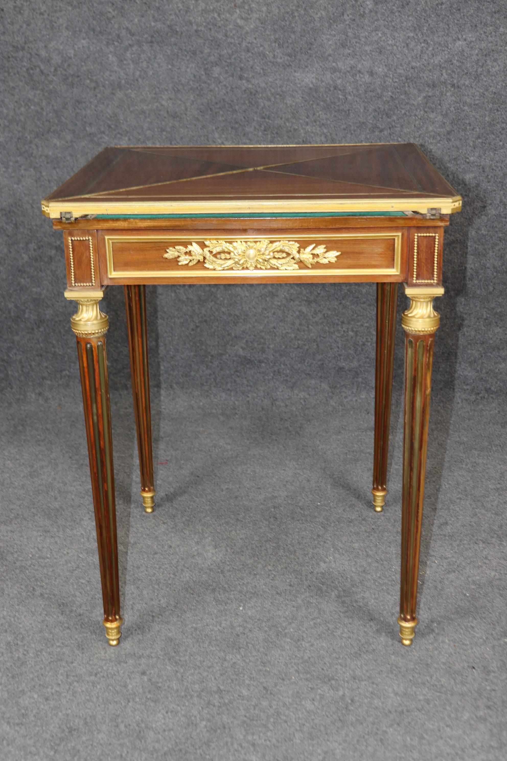 Superb Louis XVI Paul Sormani Signed Mahogany and Brass Ormolu Games Card Table 4