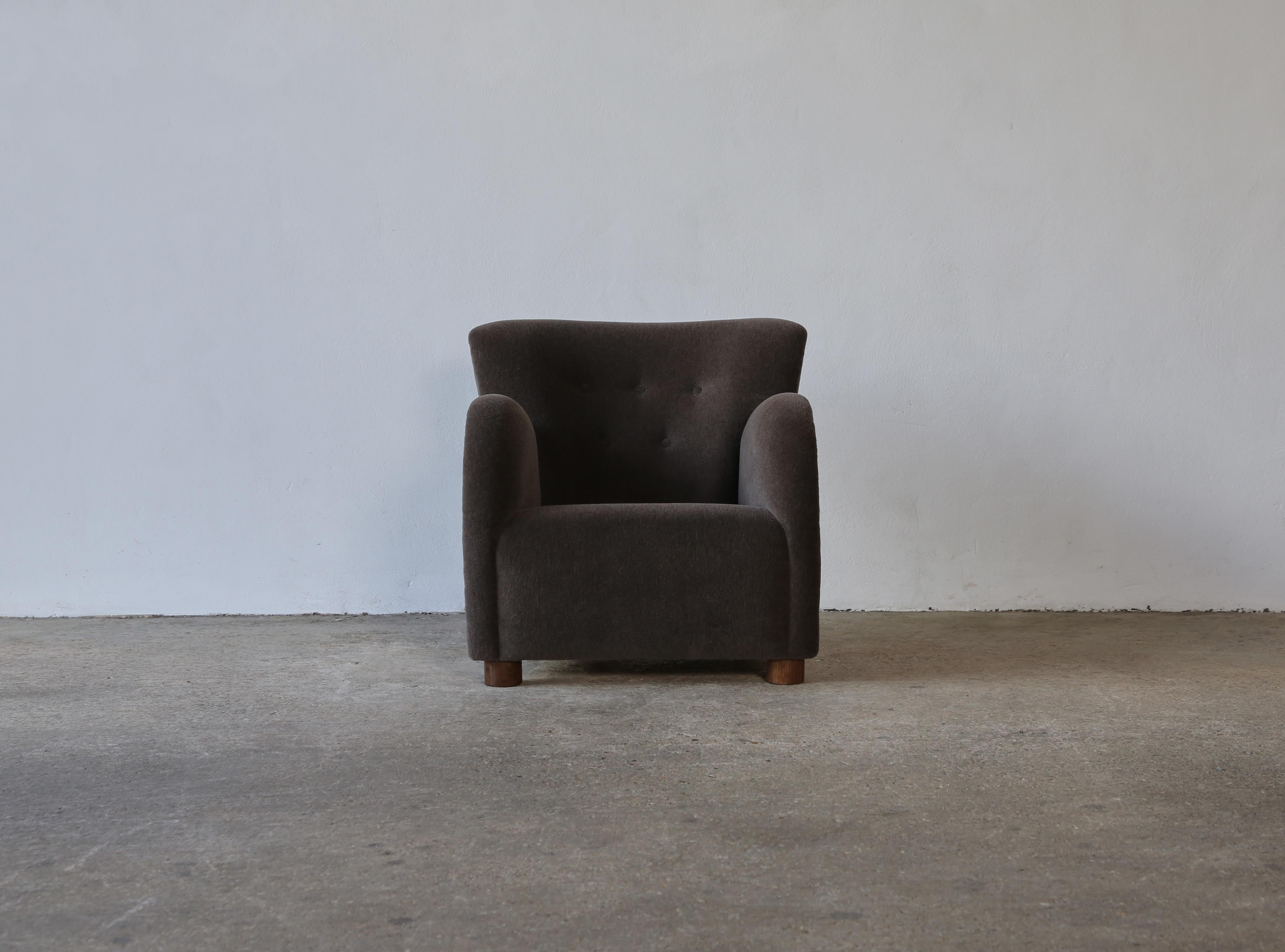 Scandinavian Modern Superb Lounge Chair, Upholstered in Pure Alpaca
