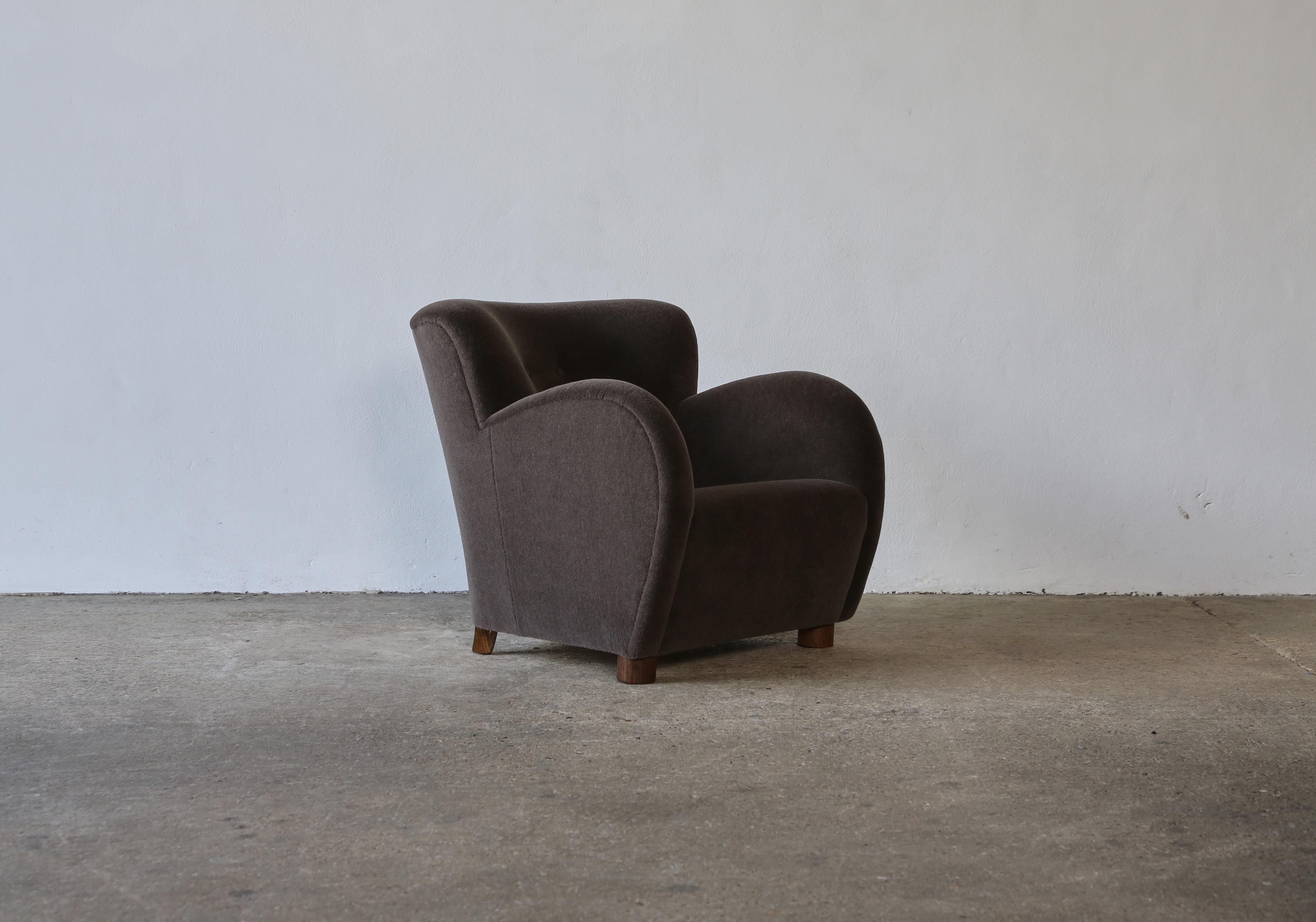 Contemporary Superb Lounge Chair, Upholstered in Pure Alpaca