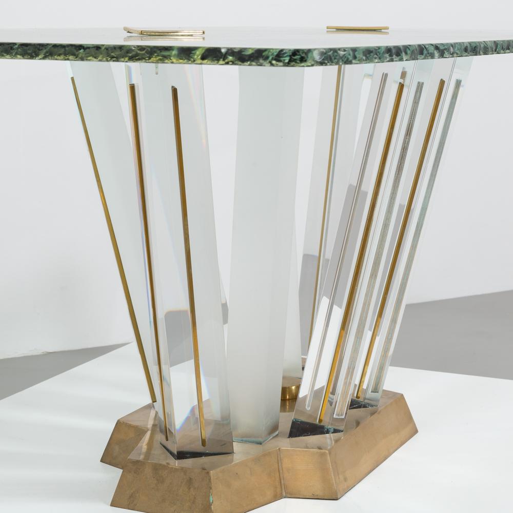 Superb Lucite and Bronze Dining Table with Unique Glass Top 2