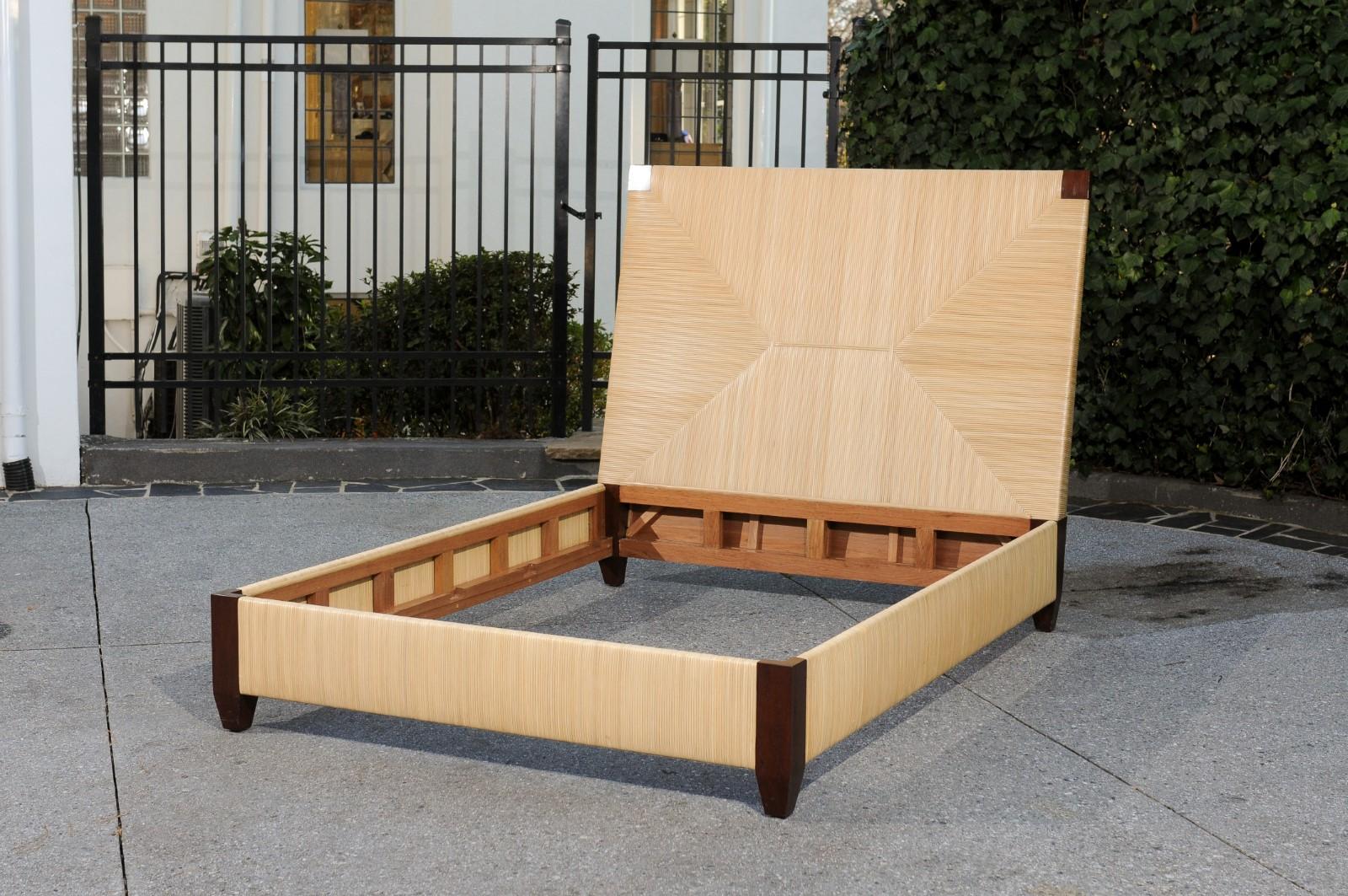 Superb Mahogany and Rush Rattan Queen Bed by John Hutton for Donghia, circa 1995 For Sale 4