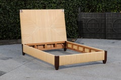 Superb Mahogany and Rush Rattan Queen Bed by John Hutton for Donghia, circa 1995