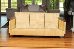 Magnífico Sofá de Caoba y Mimbre de John Hutton para Donghia - Pareja Disponible