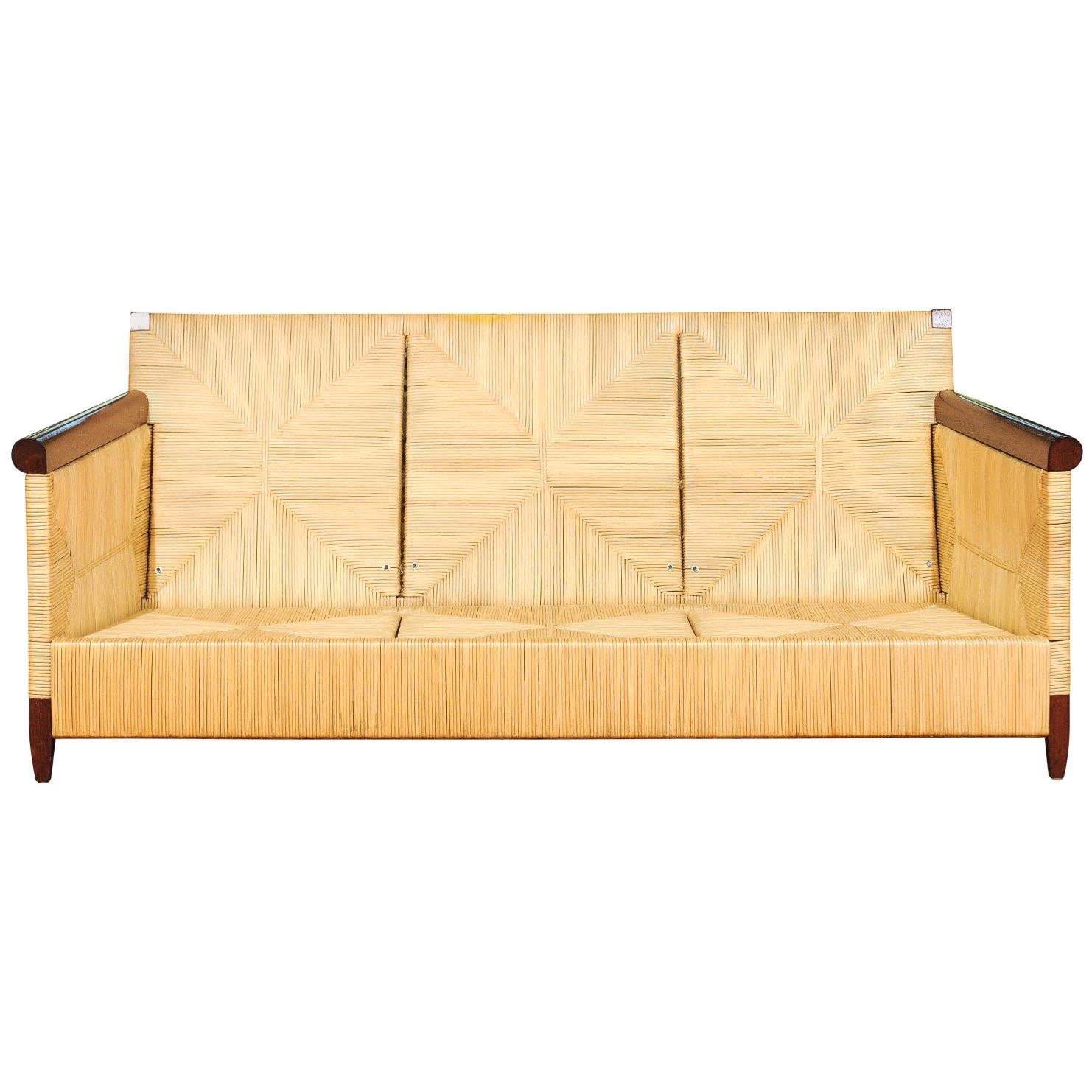 Superb Mahogany and Wicker Sofa by John Hutton for Donghia - Pair Available
