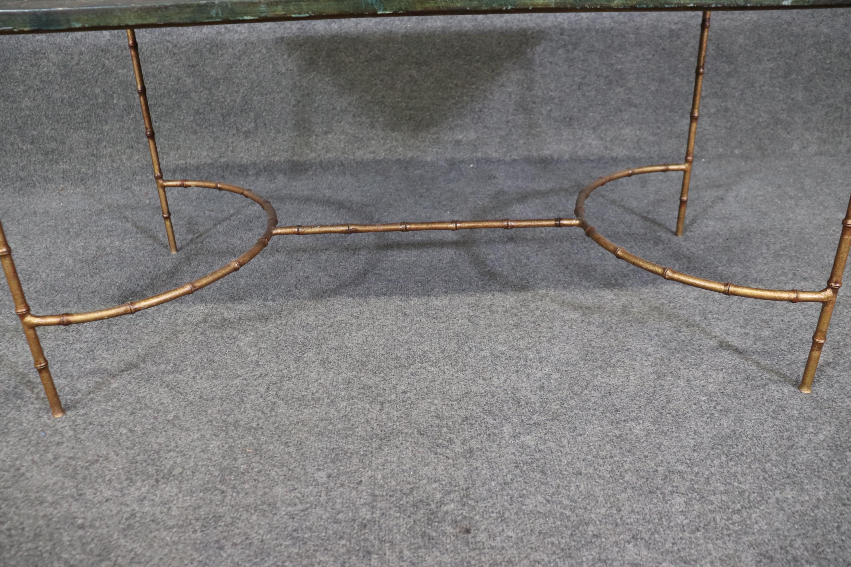 Superb Maison Bagues Faux Bamboo Gilded Steel Paint Decorated Coffee Table  5