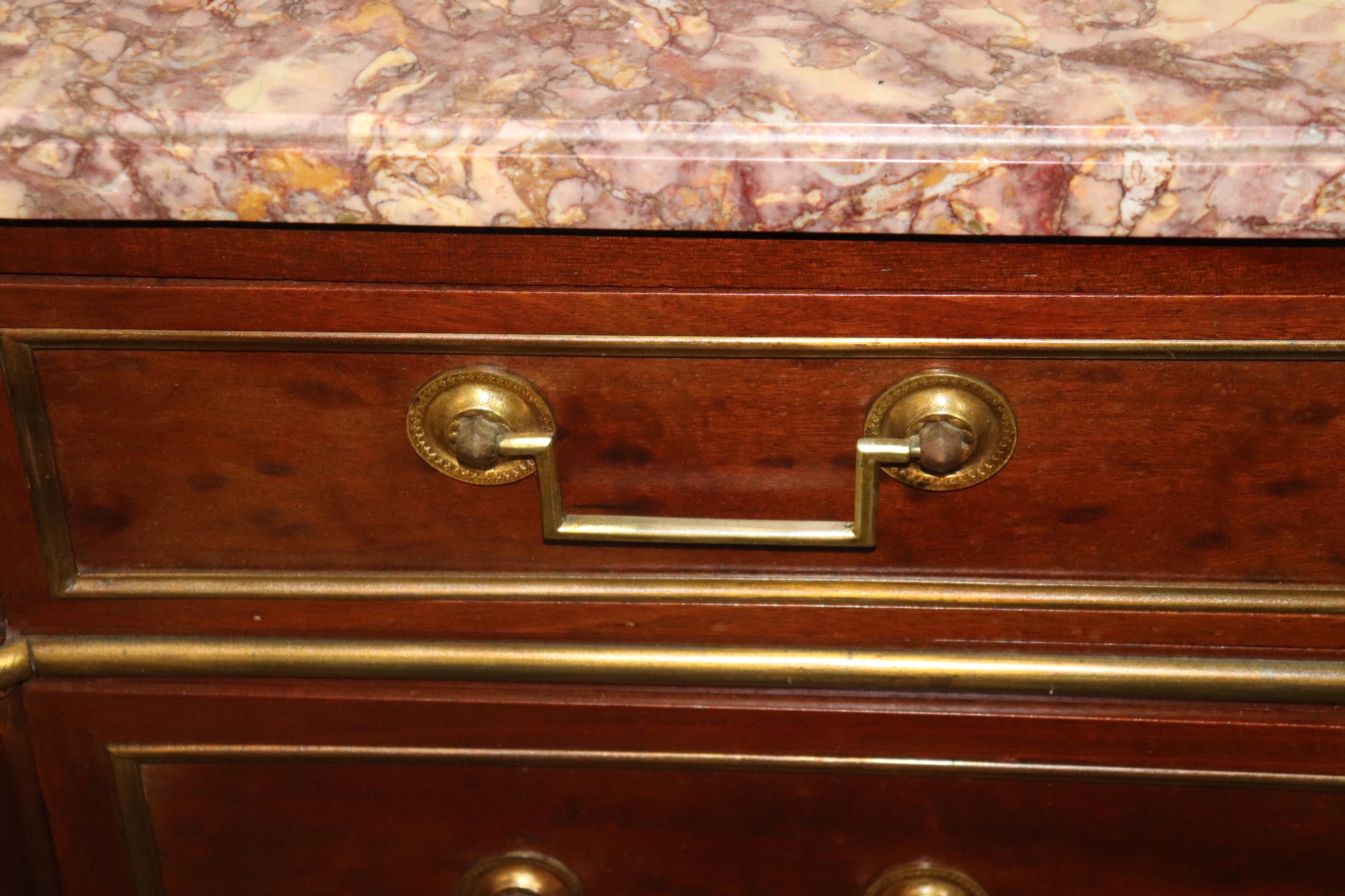Superb Maison Jansen Style Louis XVI Directoire Marble Top Commode Circa 1950 5
