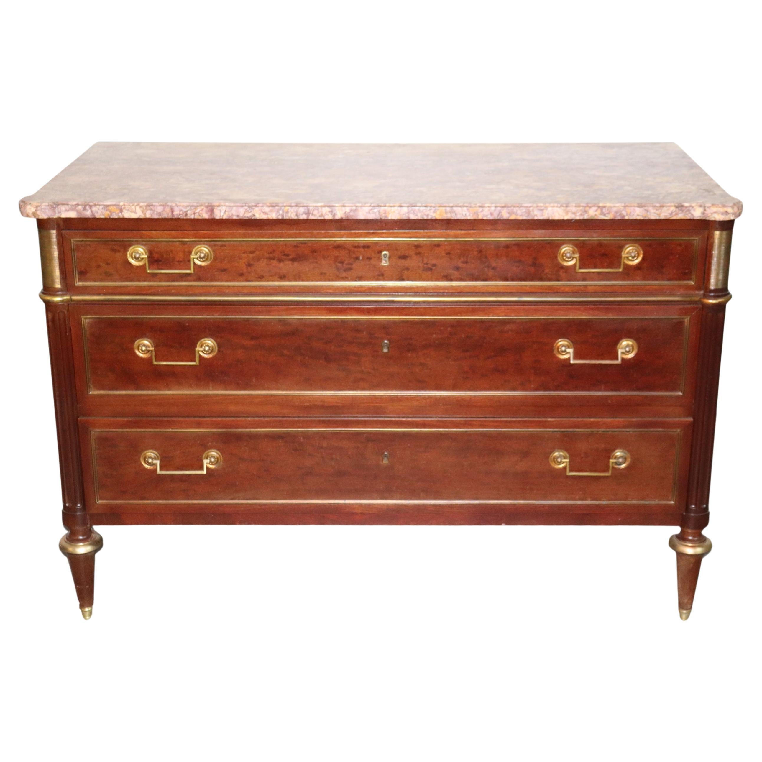 Superb Maison Jansen Style Louis XVI Directoire Marble Top Commode Circa  1950 For Sale at 1stDibs