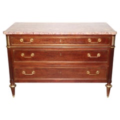 Superb Maison Jansen Style Louis XVI Directoire Marble Top Commode Circa 1950