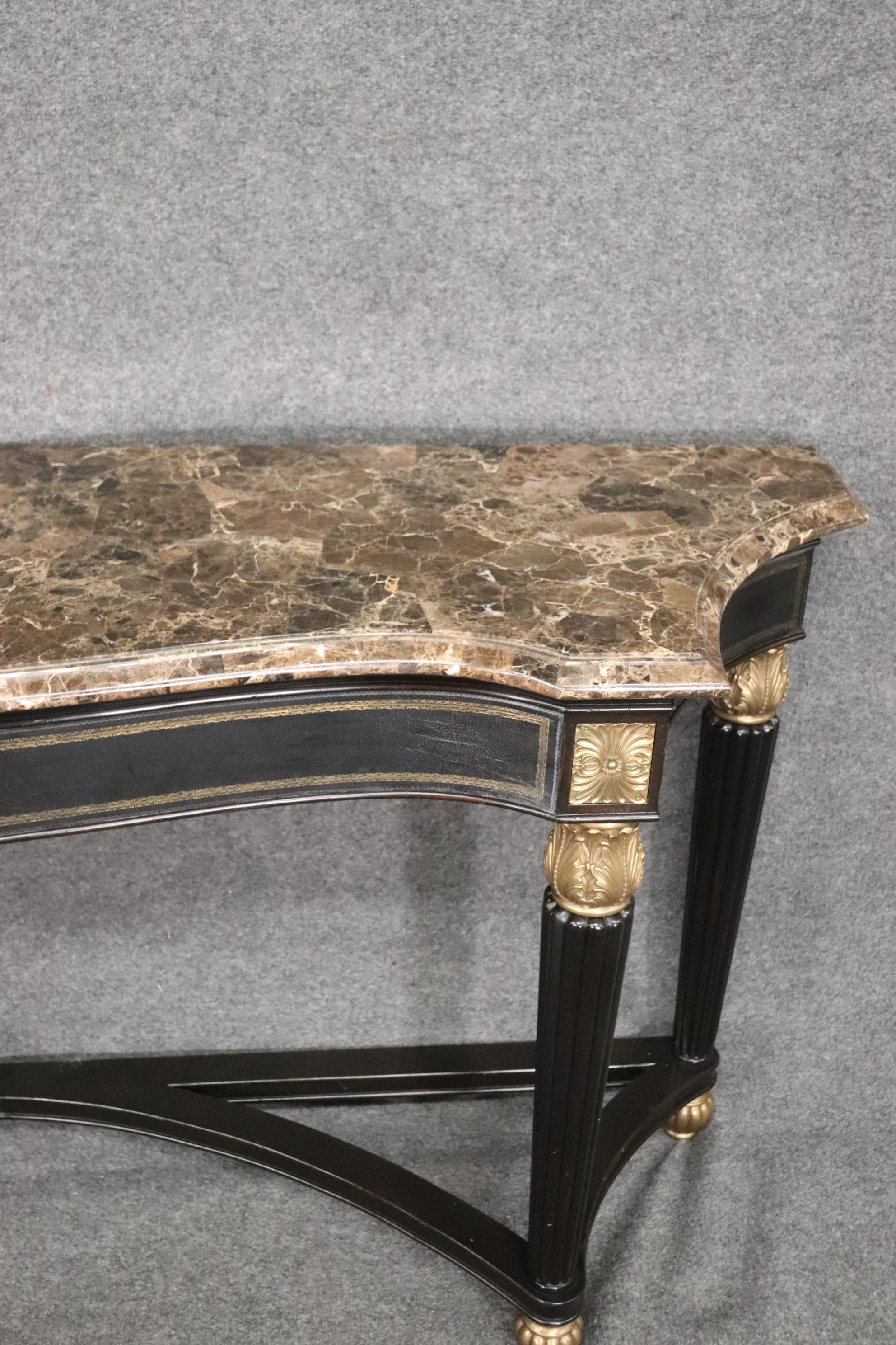 Superb Maitland Smith Marble Top and Bronze French Louis XVI Console Table 4