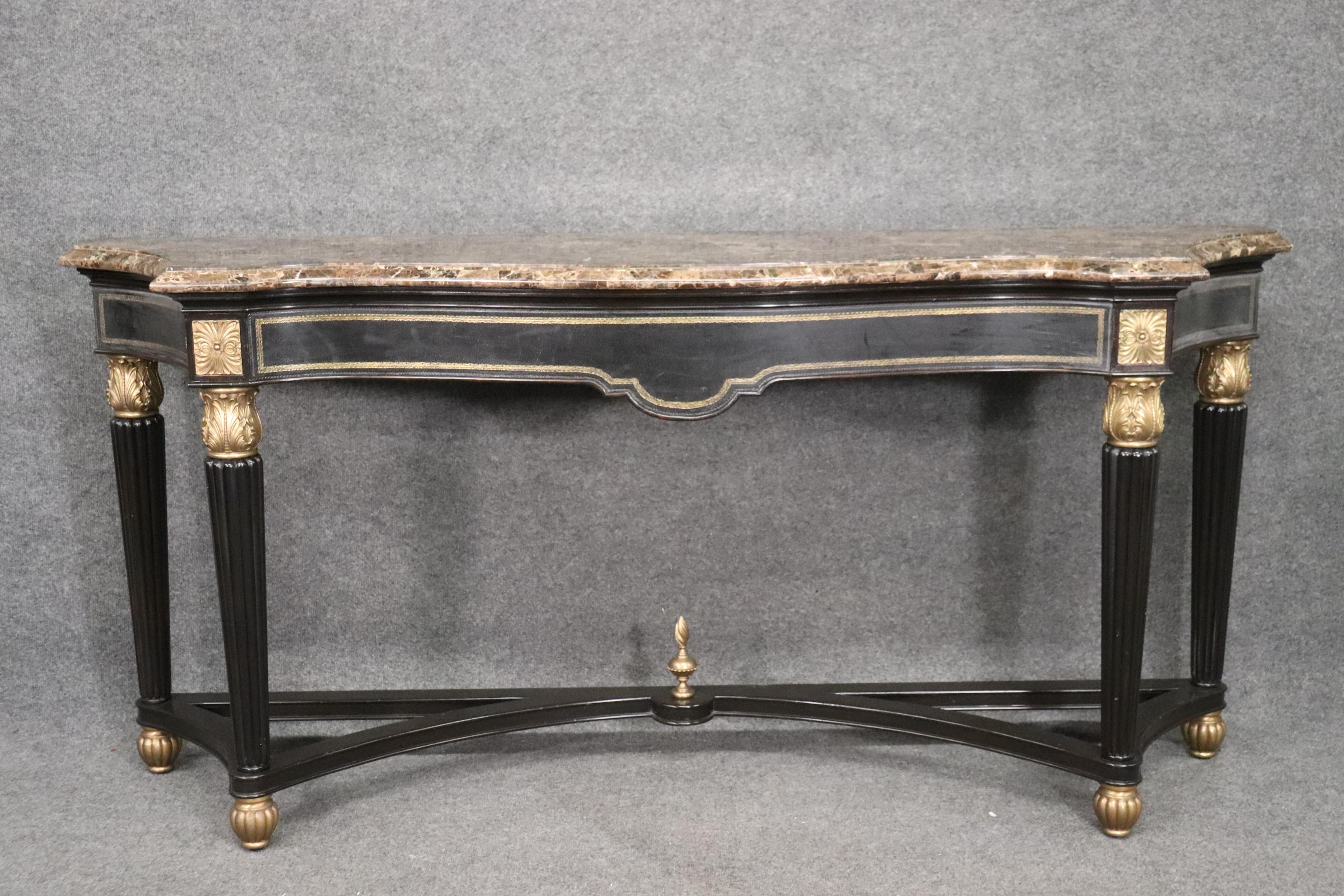 Vietnamese Superb Maitland Smith Marble Top and Bronze French Louis XVI Console Table