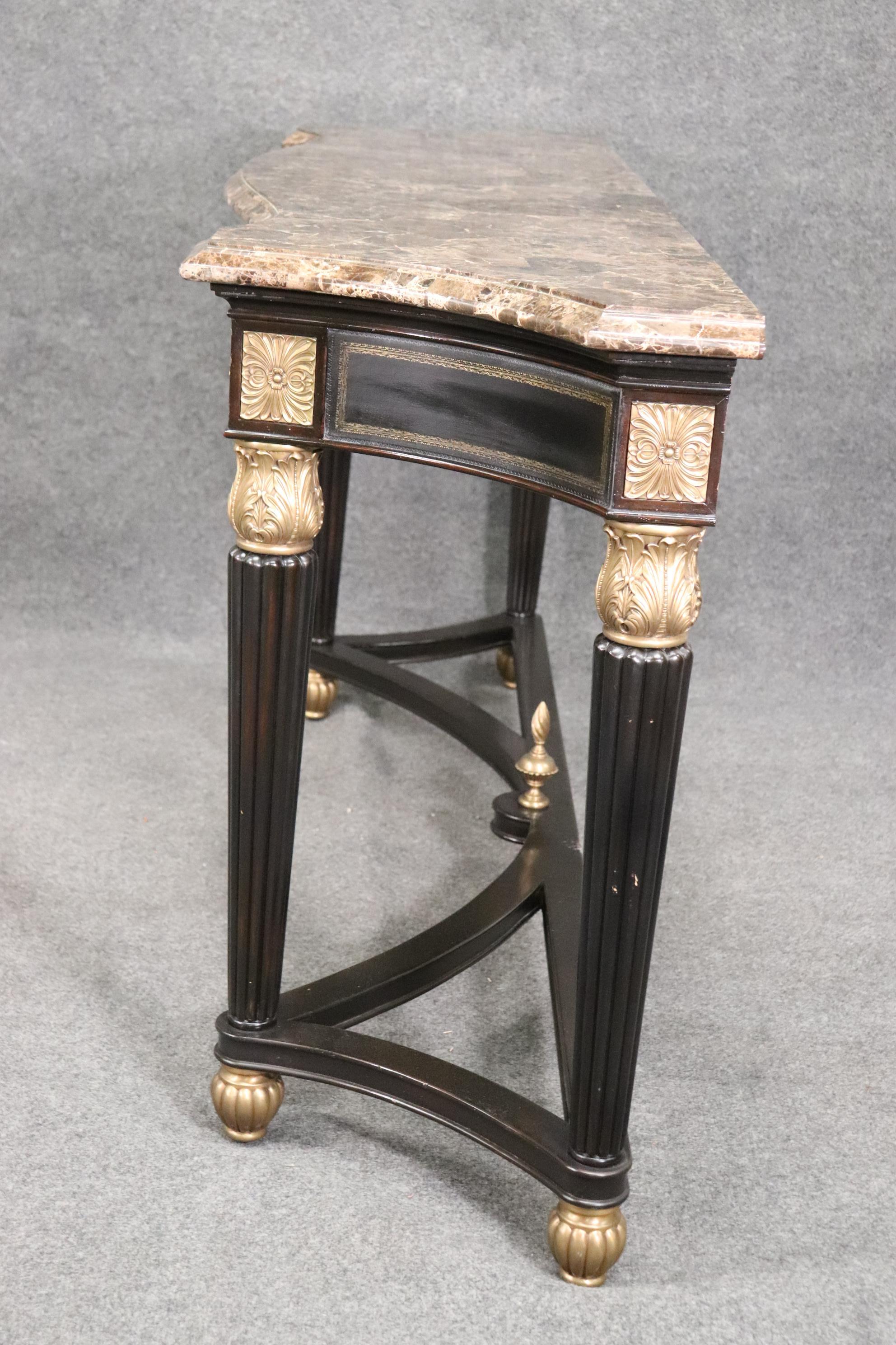 Superb Maitland Smith Marble Top and Bronze French Louis XVI Console Table In Good Condition In Swedesboro, NJ