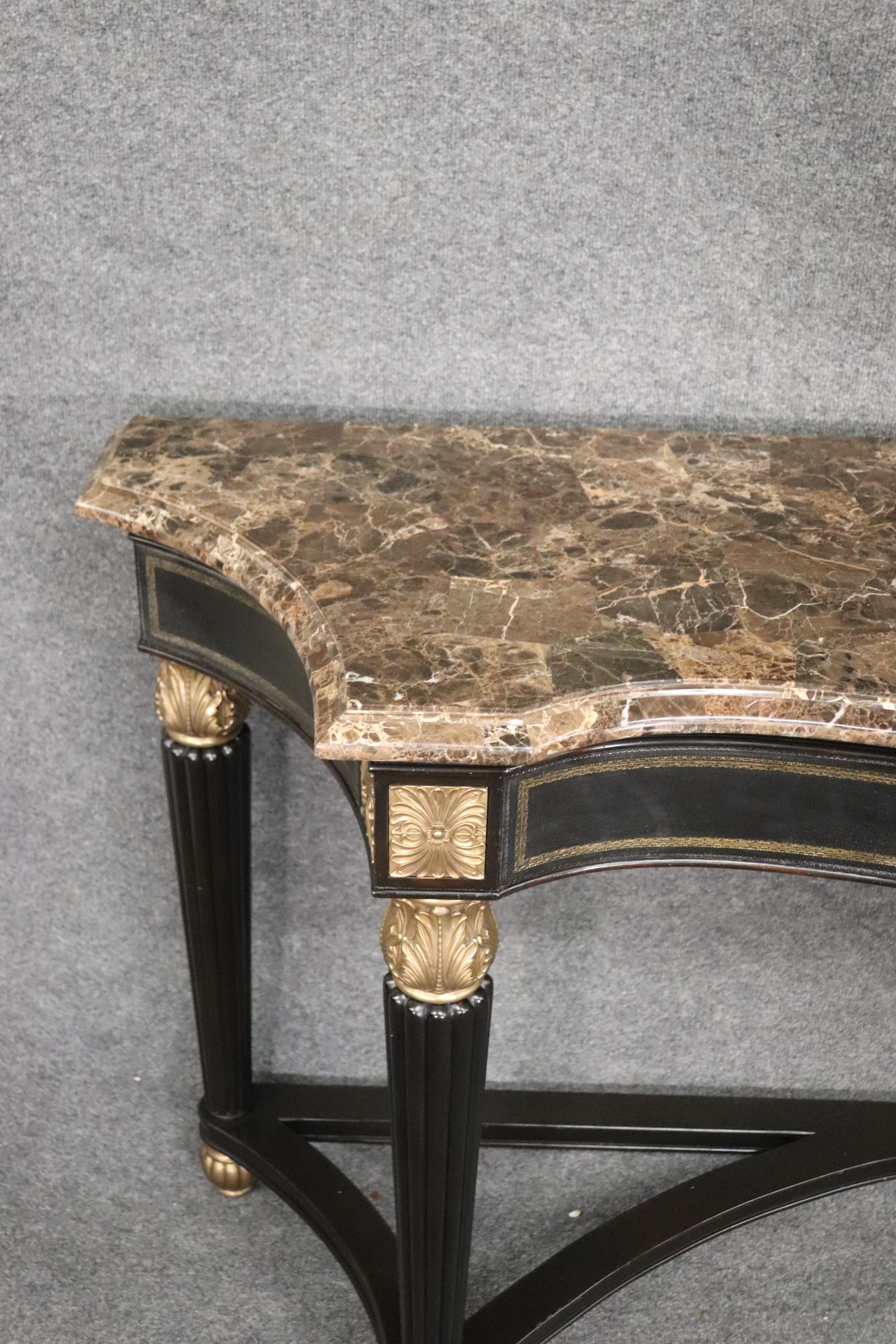 Superb Maitland Smith Marble Top and Bronze French Louis XVI Console Table 2