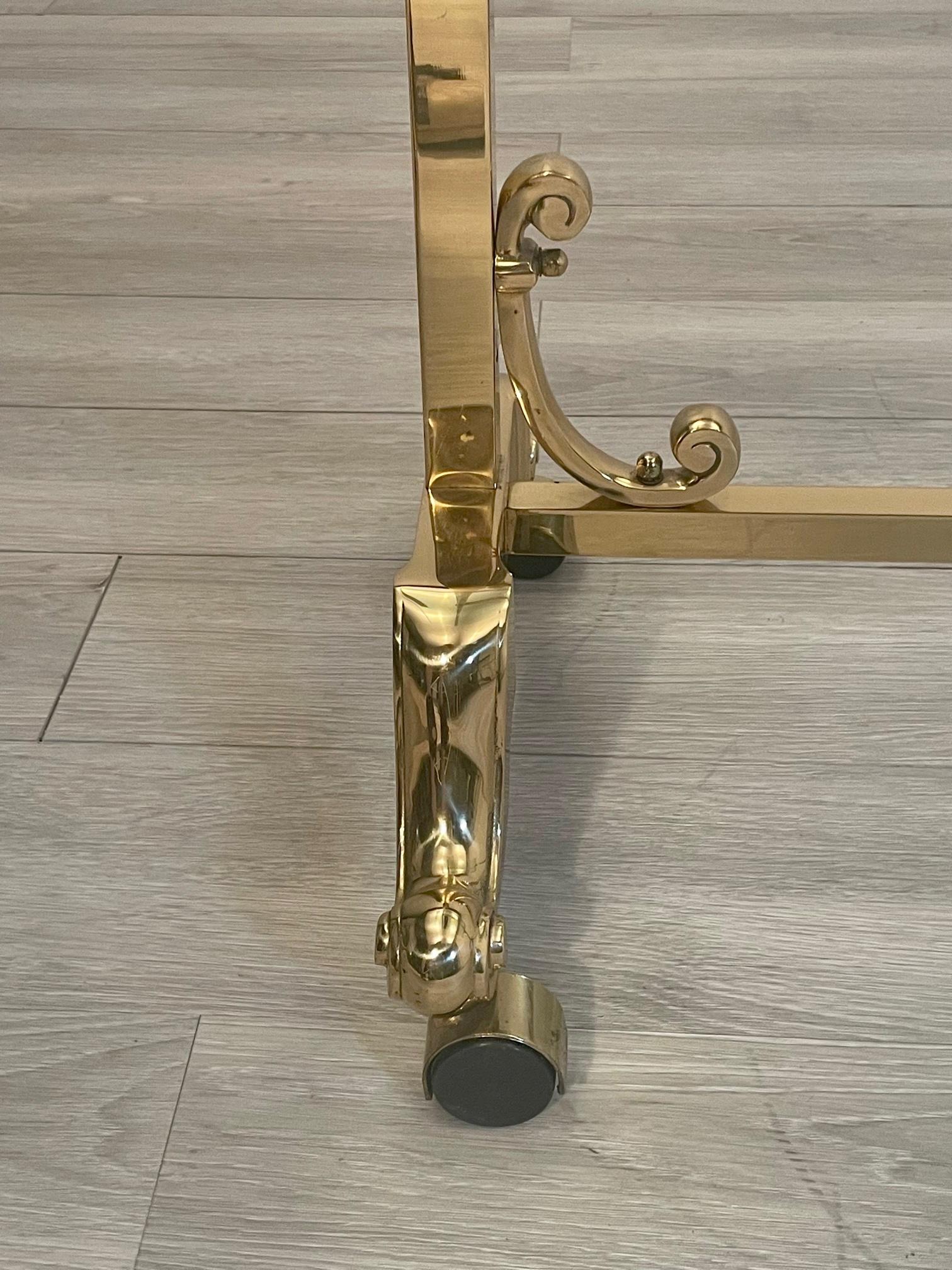 Superb Mastercraft Style Glass & Brass Rectangular Console Table For Sale 1