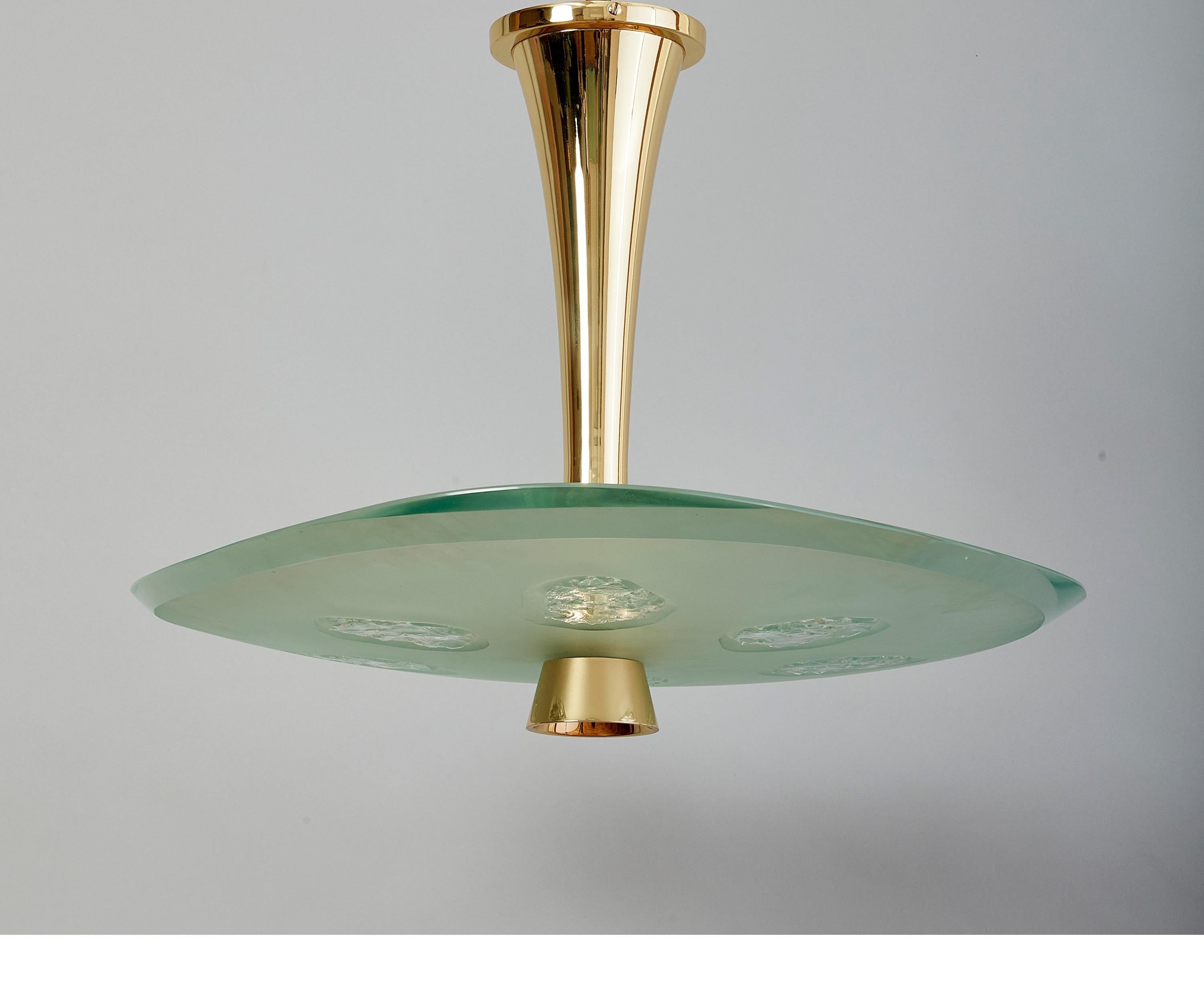Superb Max Ingrand for Fontana Arte Chandelier in Glass and Brass, Italy c. 1957 3